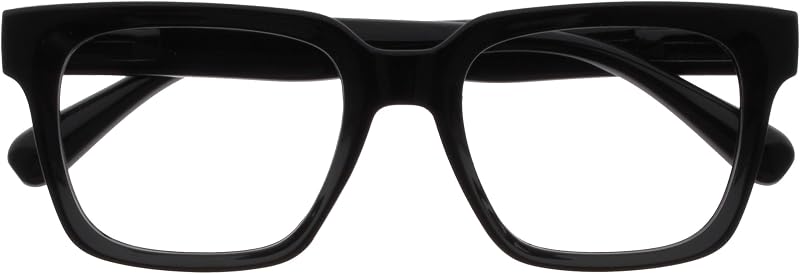 OPULIZE ERA Occhiali luce blu donna e uomo - Occhiali da lettura Antiriflesso Antibagliore - Confezione da 1 - UV400 Occhiali per computer Oversize Rettangolare - Nero - +0,00