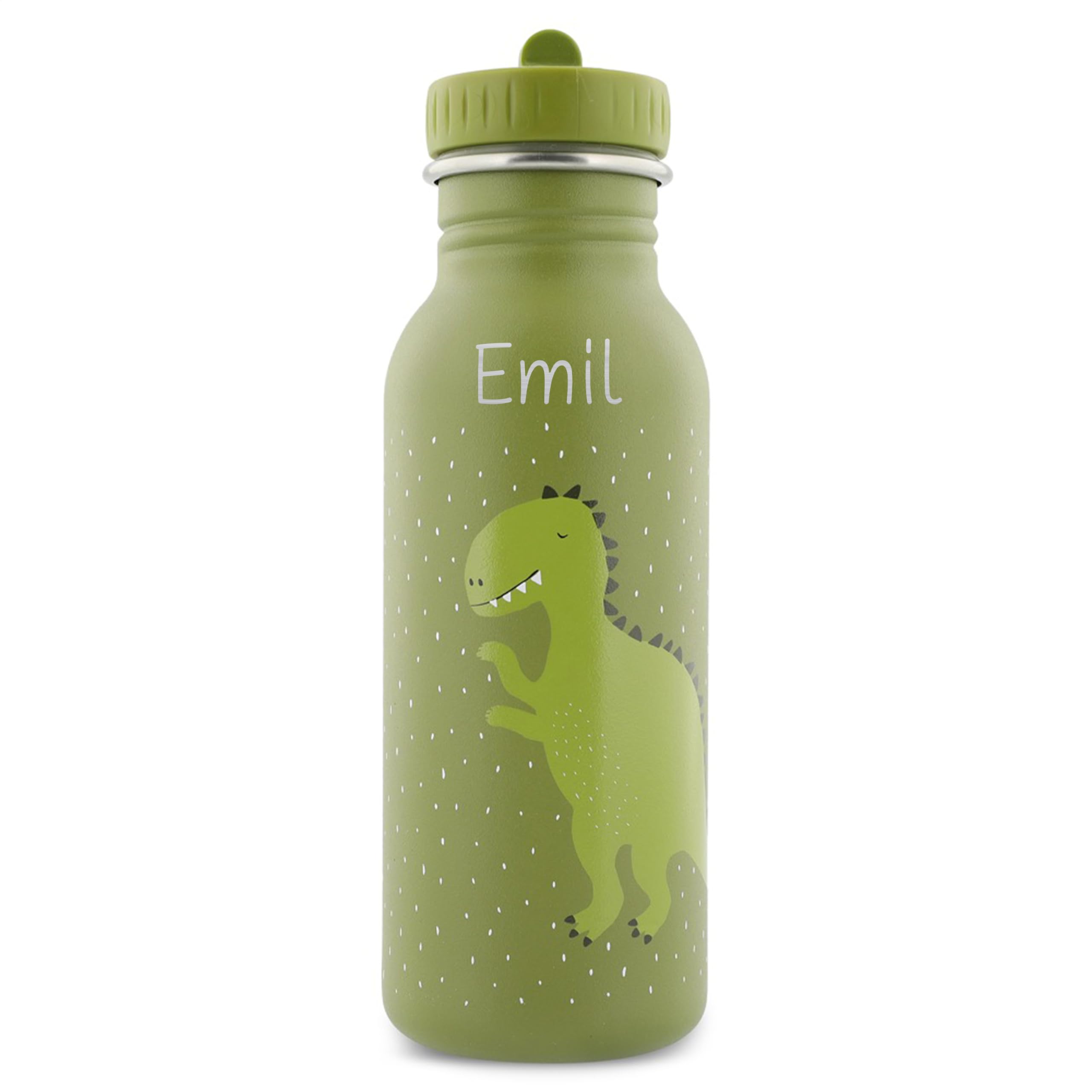 wunderwunsch Trinkflasche personalisiert für Kinder, Flasche personalisiert, Babyflasche, Kinder Flasche, Trixie Trinkflaschen mit individuellem Namen (Dino, 500ml)
