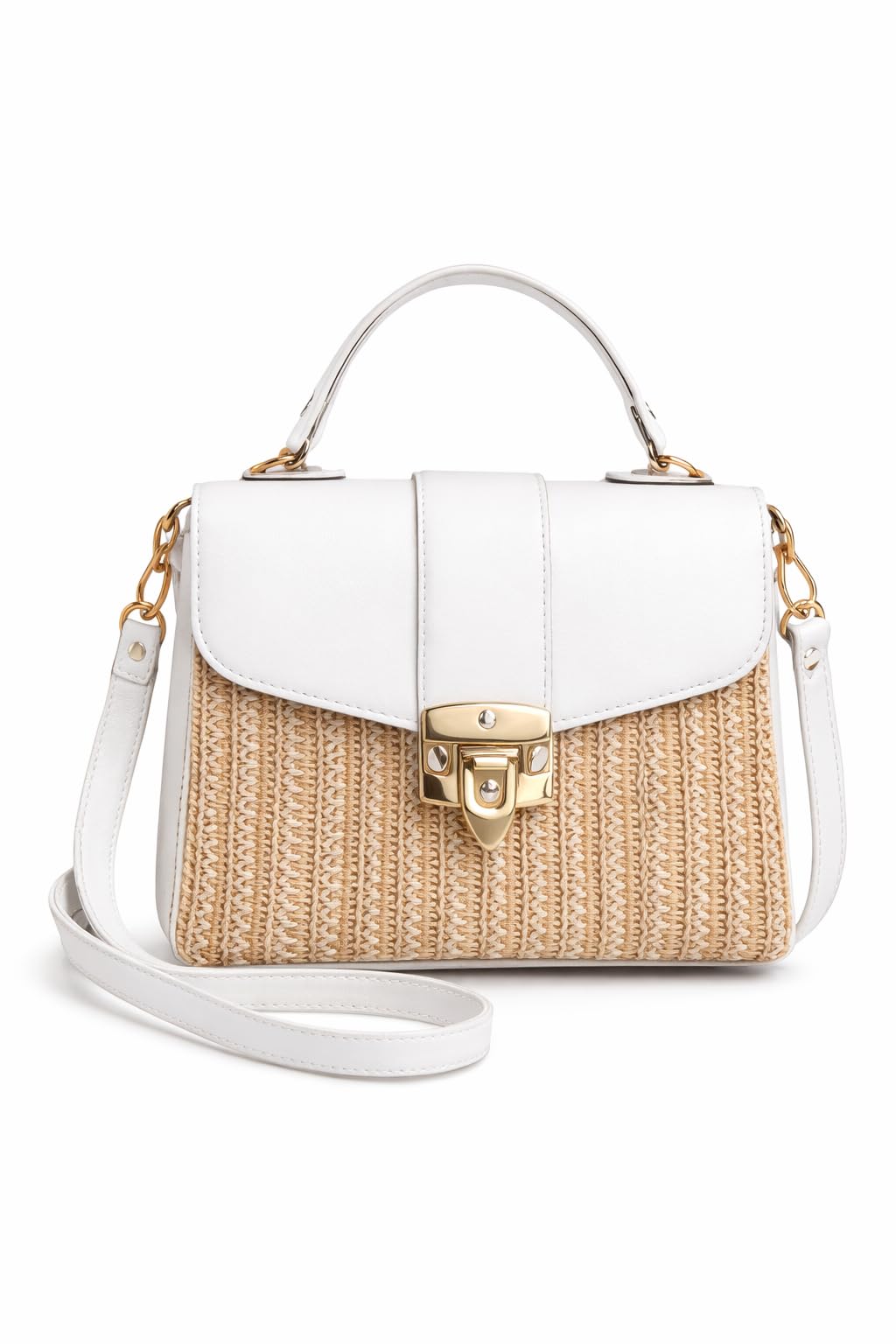 SHUBHANGI COLLECTIONS Sling Bags for Women, Crossbody Shoulder Bag with Straw Weave Design | Convertible Top Handle & Crossbody Sling Bag (White)