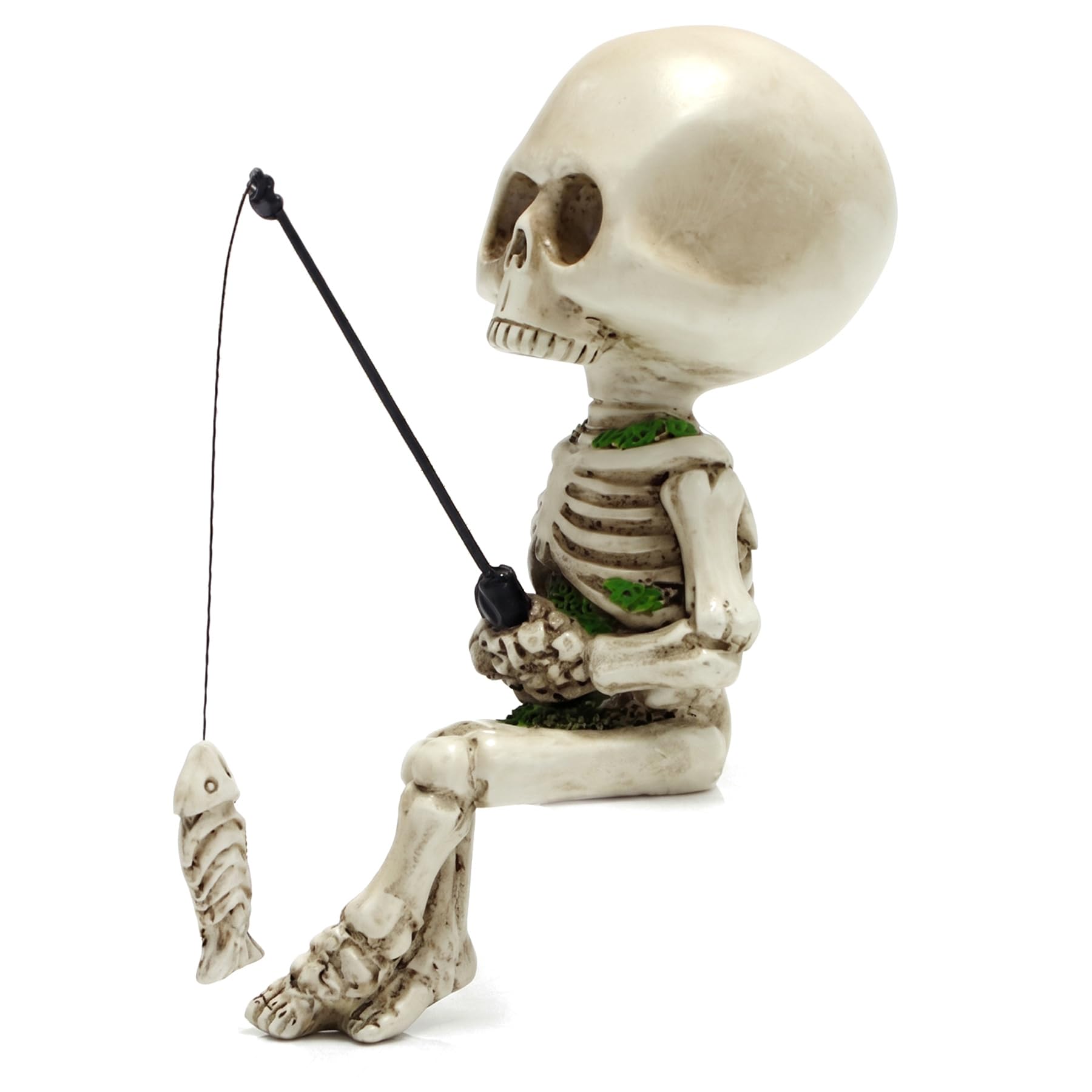 Fishing Skeleton Statue Mini Skull Figurines Resin Skeleton Figurine