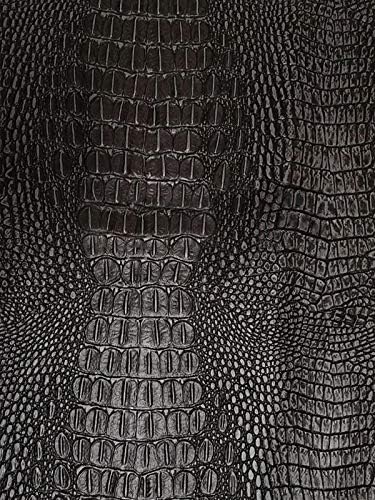 Vinyl Crocodile Crock Fake Leather Upholstery 54" Wide Sold by The Yard (Ebony Black)