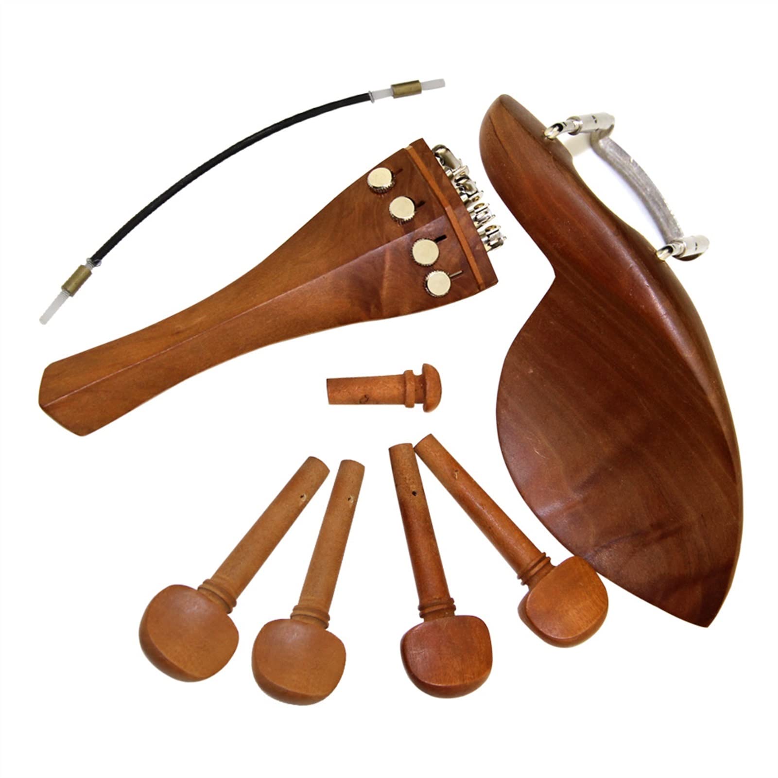 Parti Violino 4/4 Parti di Violino Giuggiola Legno Mentoniera Cordiera Accordatore Fine Tuning Peg Tailgut Endpin Stringhe Kit