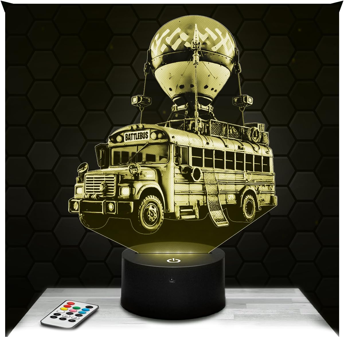 Lampephoto.fr - 3D Lamp Battle Bus Fort nite, Video Game Geek Gift for Men, Gamer, Touch LED Night Light, 3D Hologram Effect, Christmas Birthday Gift Idea for Men and Women, Room Decoration Object — image 1