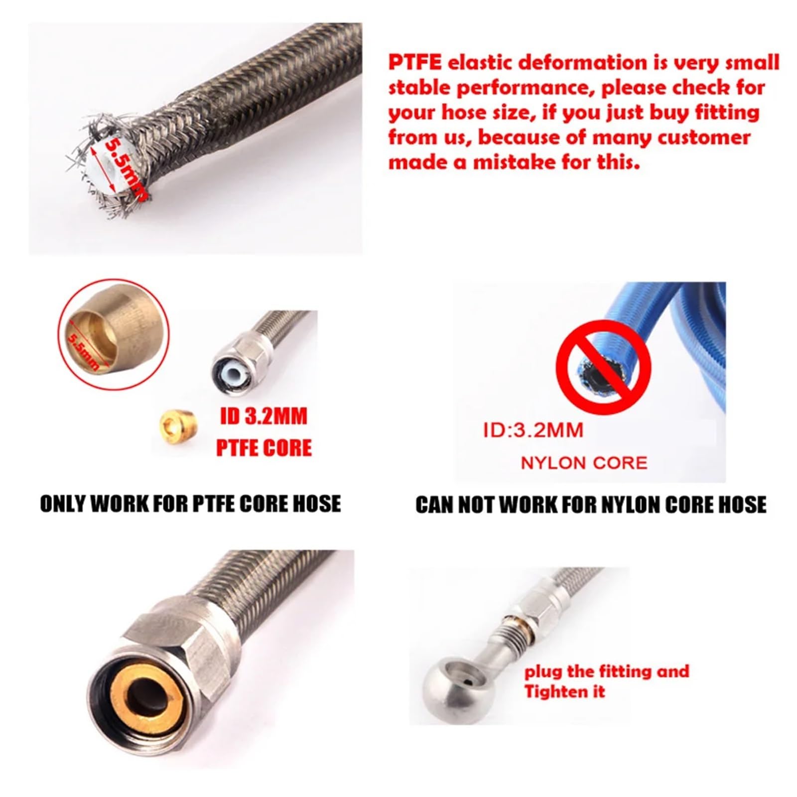 Manguera de freno de nailon trenzado de acero inoxidable AN3 de 5 m/lote, manguera de fluido hidráulico, tubo de combustible de gasóleo. Kit de Línea de Freno Manguera(BLACK NYLON)