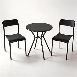 ガーデンテーブル 3点セット ガーデンチェアセット テラス 椅子・テーブルセット アウトドアチェア 軽量 コンパクト お庭・ベランダ・バルコニー用 椅子セット ブラック