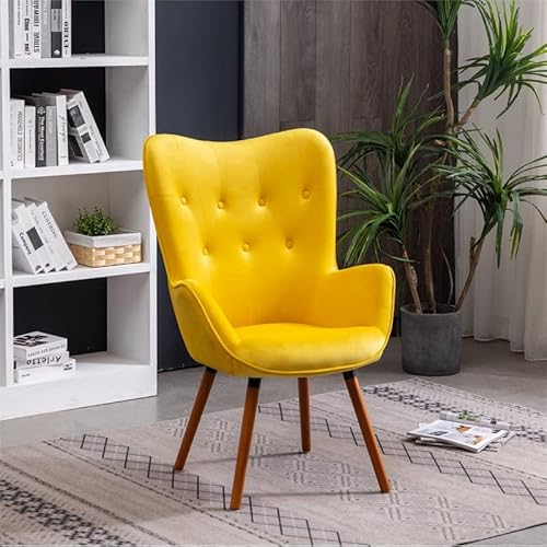 Roundhill Furniture Ac155Yl Doarnin Silky Velvet Tufted Button Accent Chair, Yellow 30D X 41.5W X 26.8H In #TOP7