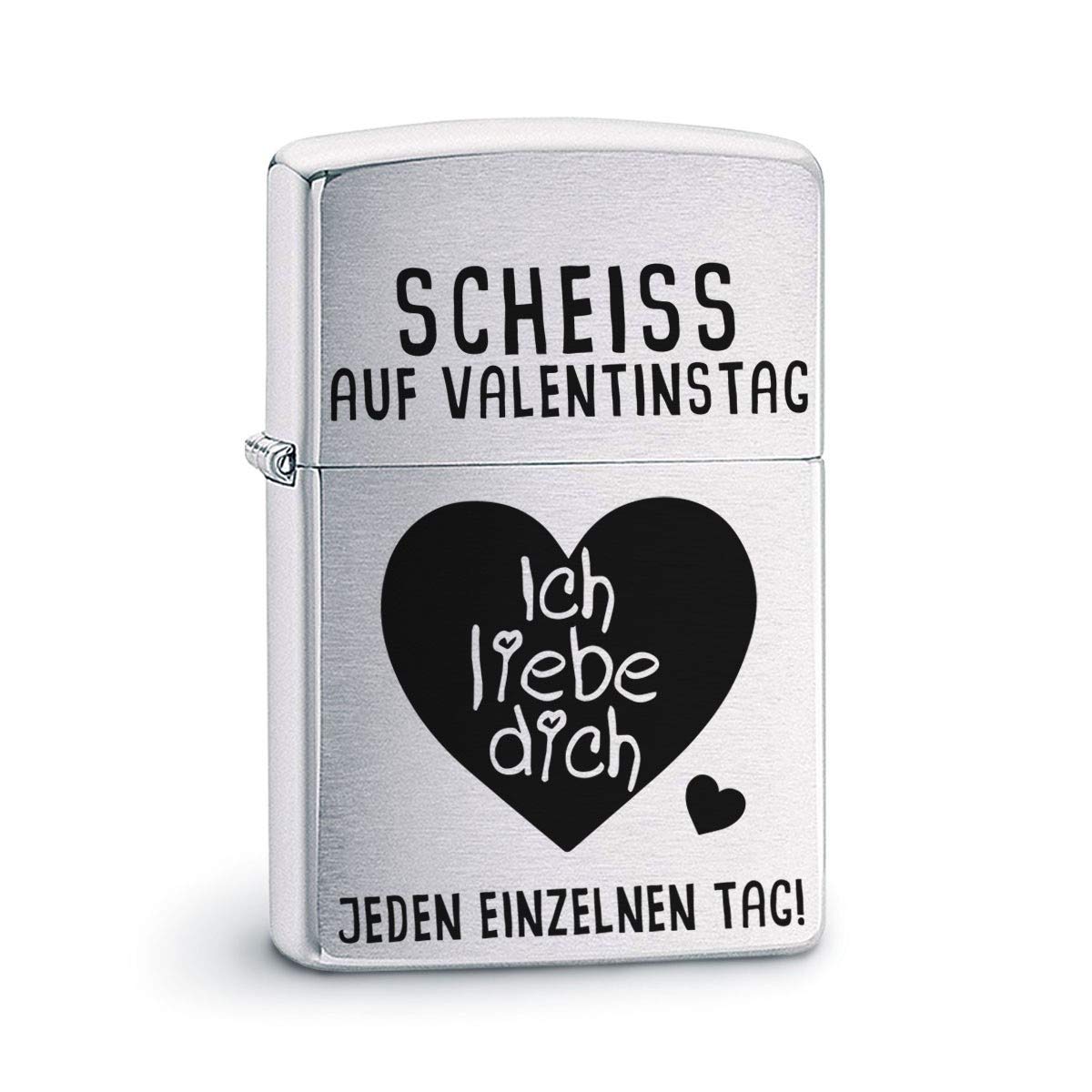 Herzbotschaft Marken Sturmfeuerzeug gebürstet mit Gravur: Valentinstag