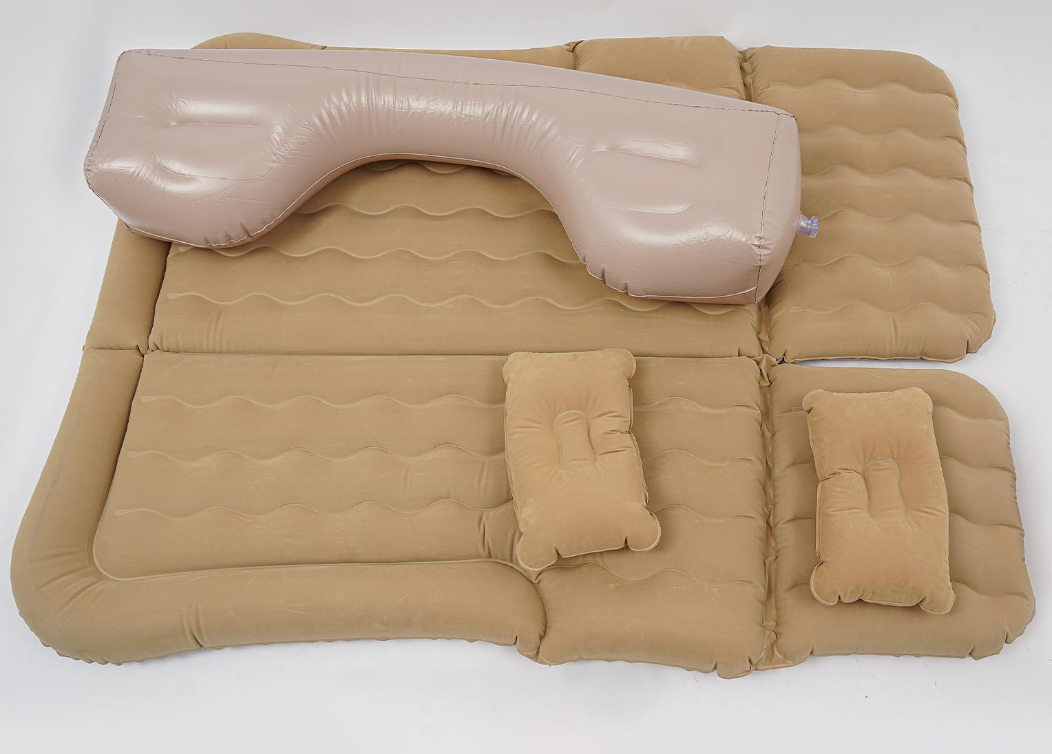 Materasso ad aria per sedile posteriore dell'auto, rimovibile, portatile, multifunzionale, con 2 cuscini e pompa ad aria elettrica (beige), per campeggio, viaggi, attività all'aperto, SUV