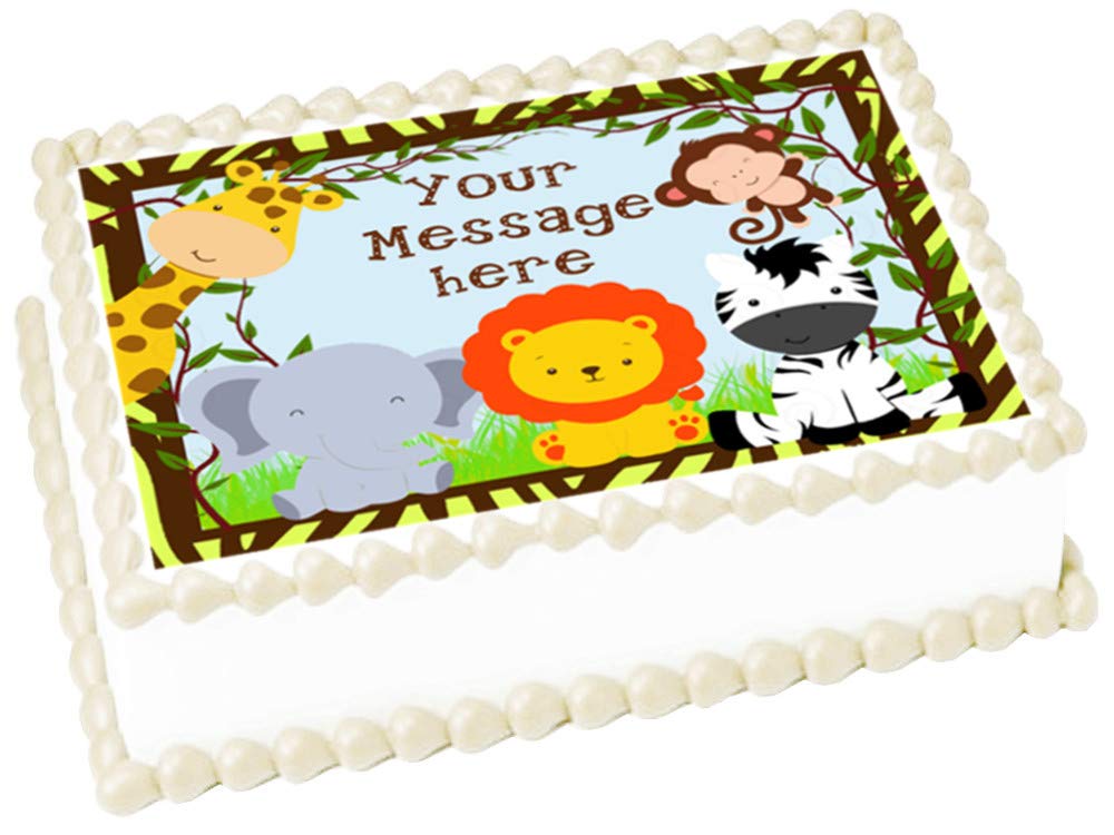 Jungle Baby Animals Safari Edible cake topper image - 1/4 sheet (10.5 x 8 inches)