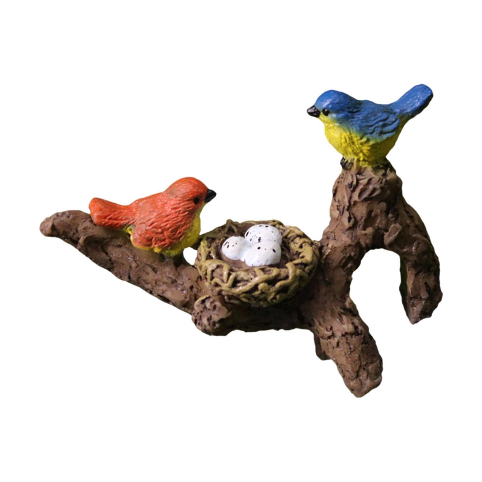 QIXCXAZ Exquisite Bird Statue Bird Sculpture With Branch Ornament Eye-Catching Resin Figurine Flowerpot Fishes Tank Decor All Areas Garden Indoor Outdoor Home