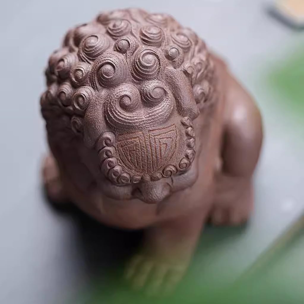 Herbata Zwierzęta Fioletowy Piasek Tang Lwa Statua, Desktop Ozdoby dla Zwierząt, Ręcznie Robiona Rzeźba, Zestaw do Herbaty, Rzemiosło Wystrój Domu Figurki
