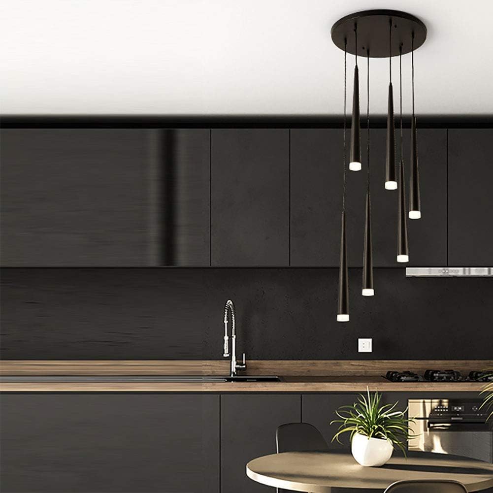 Led Pendant Lighting Fixture Modern Iron Industrial Hanging Ceiling Light Fixture Acrylic Lampshade Chandelier for Kitchen Bedroom Hallway Living Room,Warm Light,6 Lights