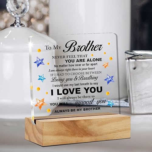 Miniatura 6 de Bifez Brother - Placa decorativa de acrílico para escritorio con soporte de madera, 4 x 4 pulgadas, regalo significativo para el hogar y la oficina