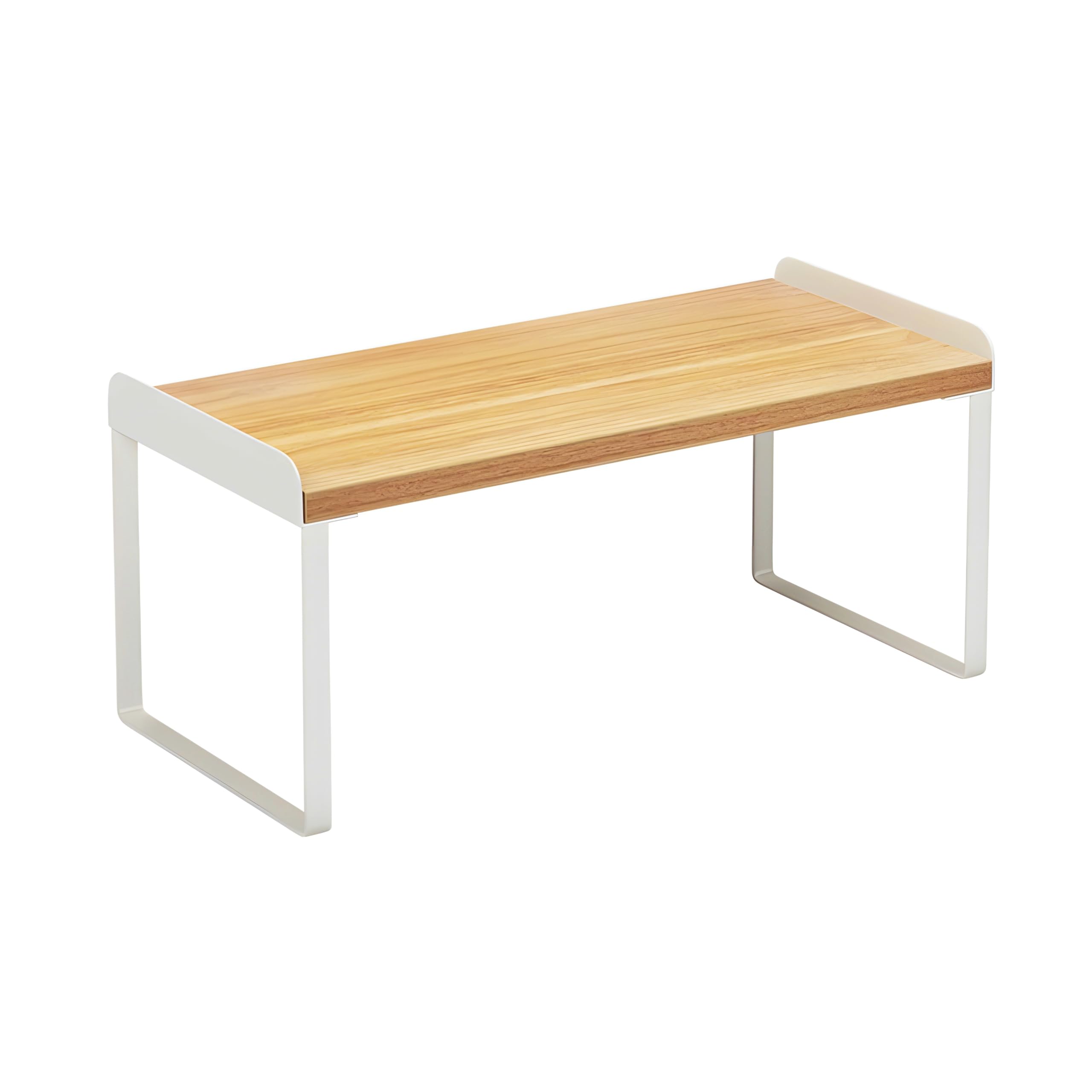 Wooden Kitchen Cabinet and Counter Shelf Organizer, bookcase desk, Stackable Kitchen Shelf Organizer, bathroom Storage Pantry under sink, spice rack nonslip (Honey Oak & White, 40cm/16inches)