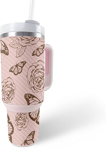 MightySkins - Skin de fibra de carbono compatible con el vaso Stanley The Quencher H2.0 FlowState de 40 onzas, conchas marinas, acabado de fibra de