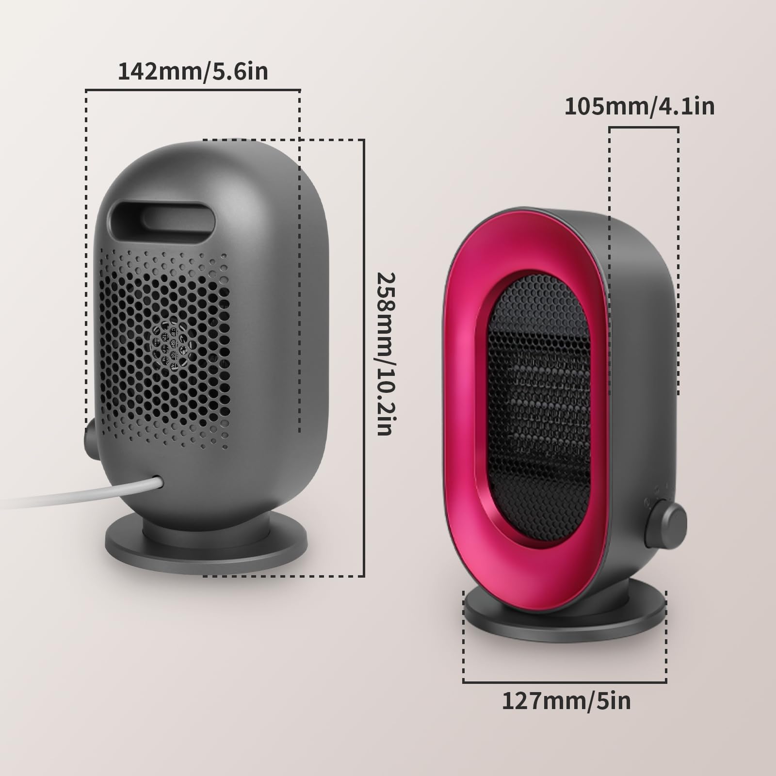 Sendowtek Petit Chauffage d'appoint 900W, Mini Radiateur Electrique avec 3 Modes, Protection Anti-surchauffe et Anti-basculement, Portable Chauffage Soufflant pour Bureau Chambre Intérieur