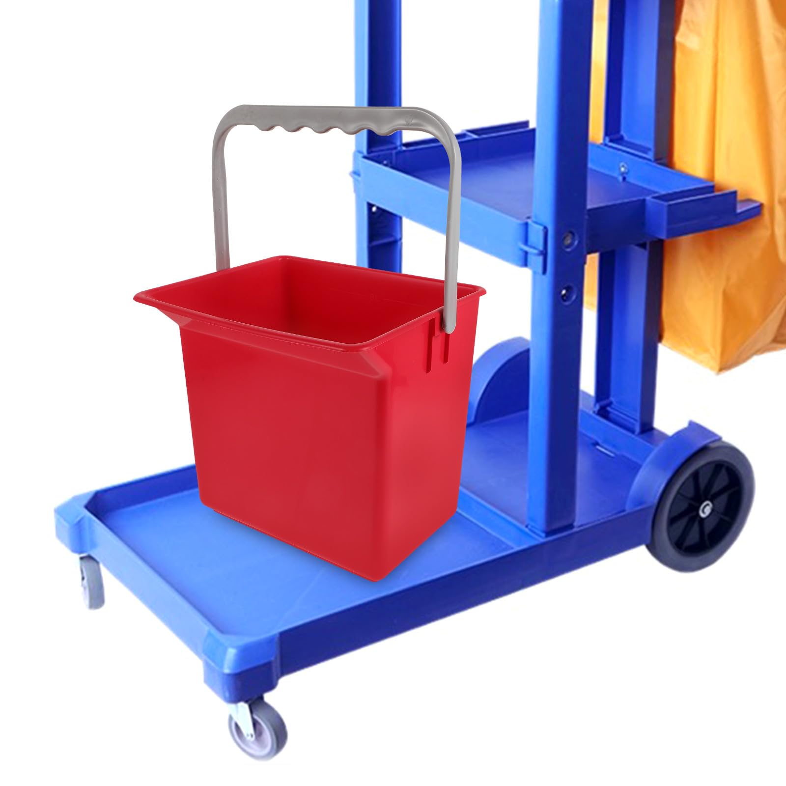 Secchio di Plastica Rosso Rettangolare Multiuso con Manico, Grande Capacità, per Pulizia Domestica e Spazi Pubblici