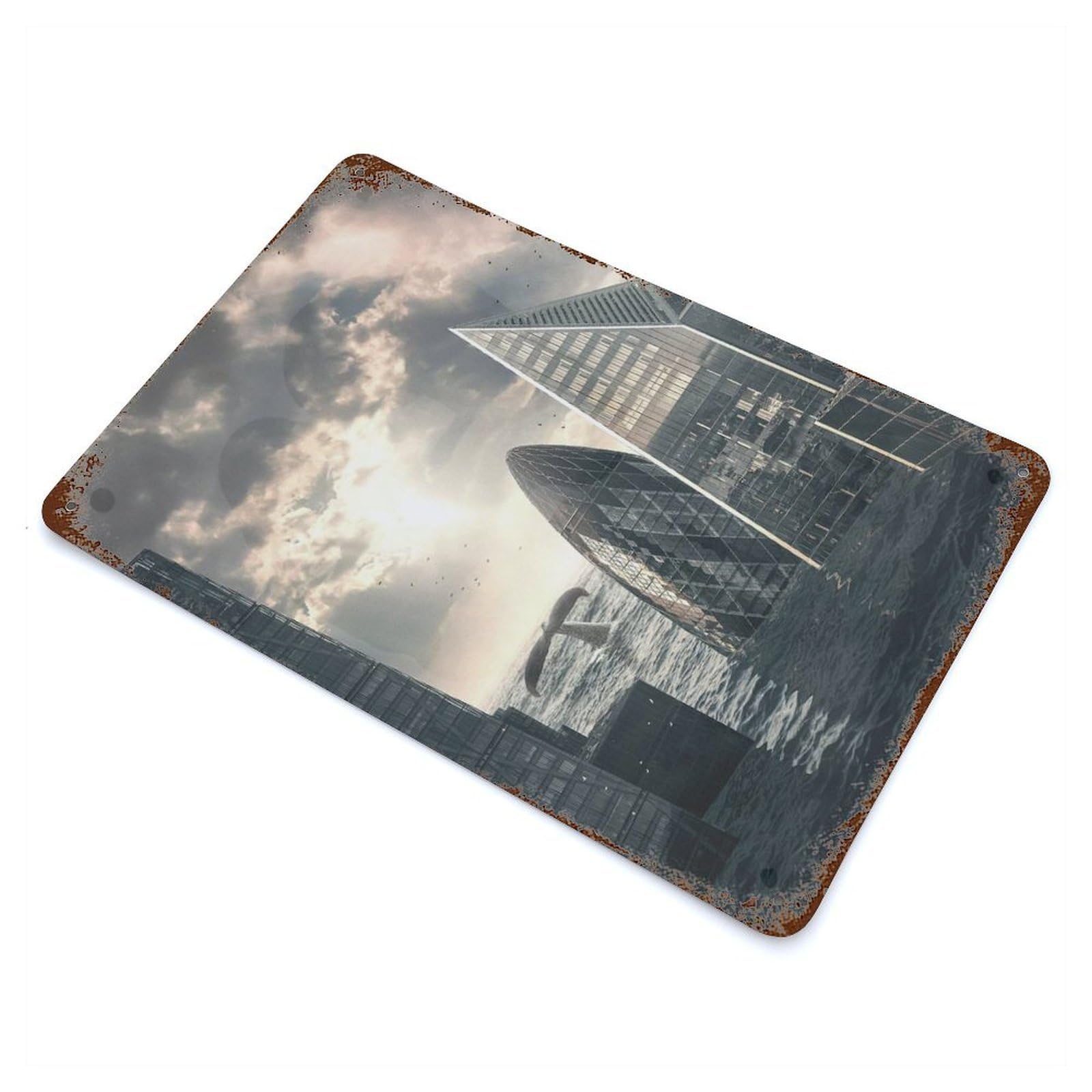 Waterworld Rusty Metal Tin Sign 11.8"x7.9", Rustic Home Decor for Living Room, Hallway And Home Decor