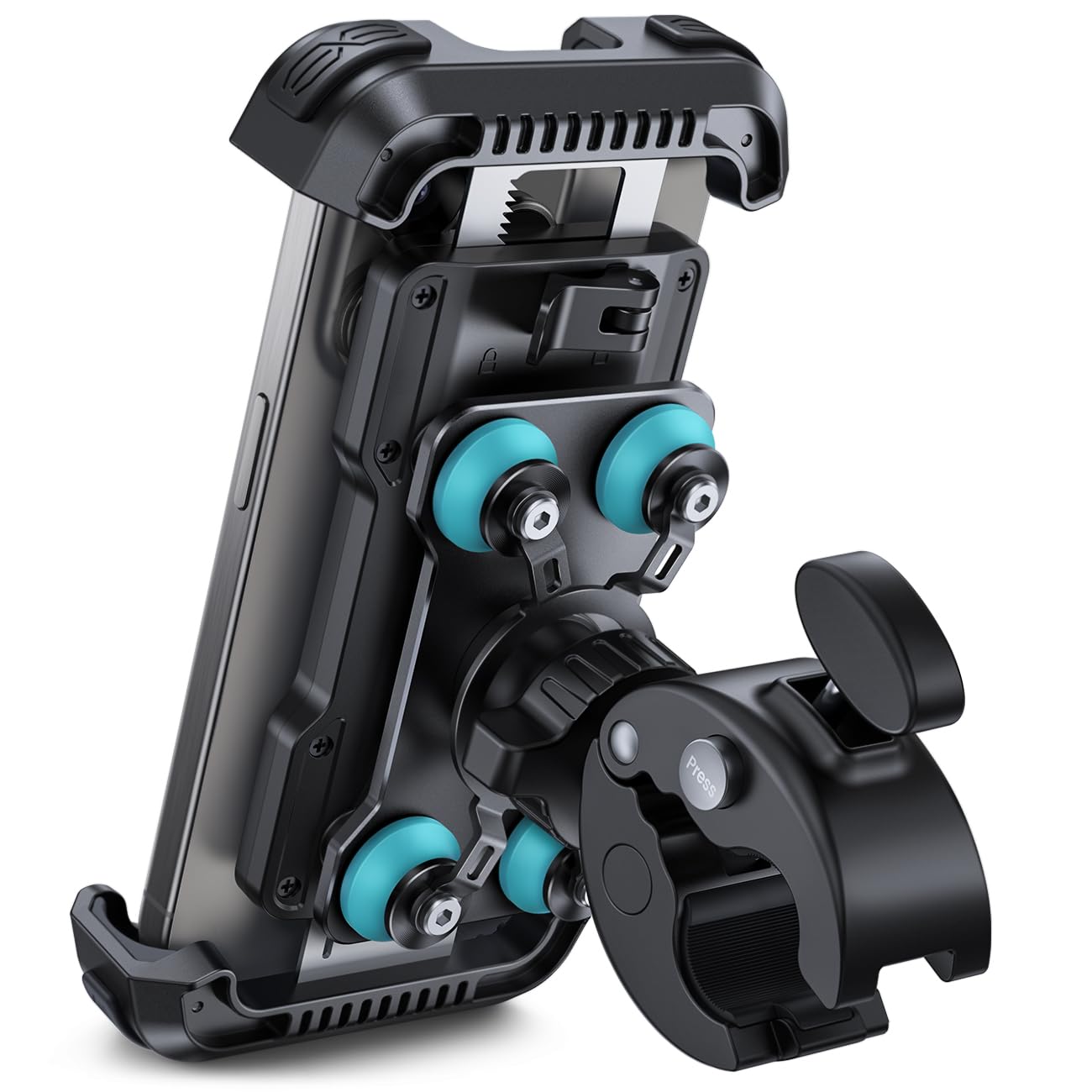 Lamicall Motorrad Handyhalterung, Handyhalter Fahrrad - [2026 Doppelt Vibrationsgedämpft] Handy Motorradhalterung, 360° Drehbar Lenker Halter für iPhone 17 16 15 14 Pro Max Samsung 4,7-6,8