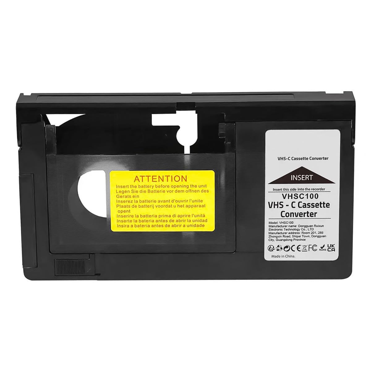 Adaptateur VHS-C vers VHS pour Cassette VHS-C/S-VHS-C Uniquement, Non Compatible MiniDV, 8mm, Hi8, Digital8