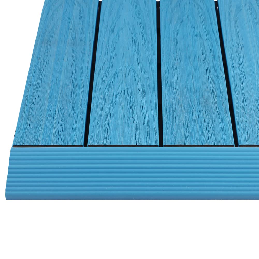 NewTechWood 1/6 ft. x 1 ft. Quick Deck Composite Deck Tile Straight Fascia in Caribbean Blue (4-Pieces/Box)