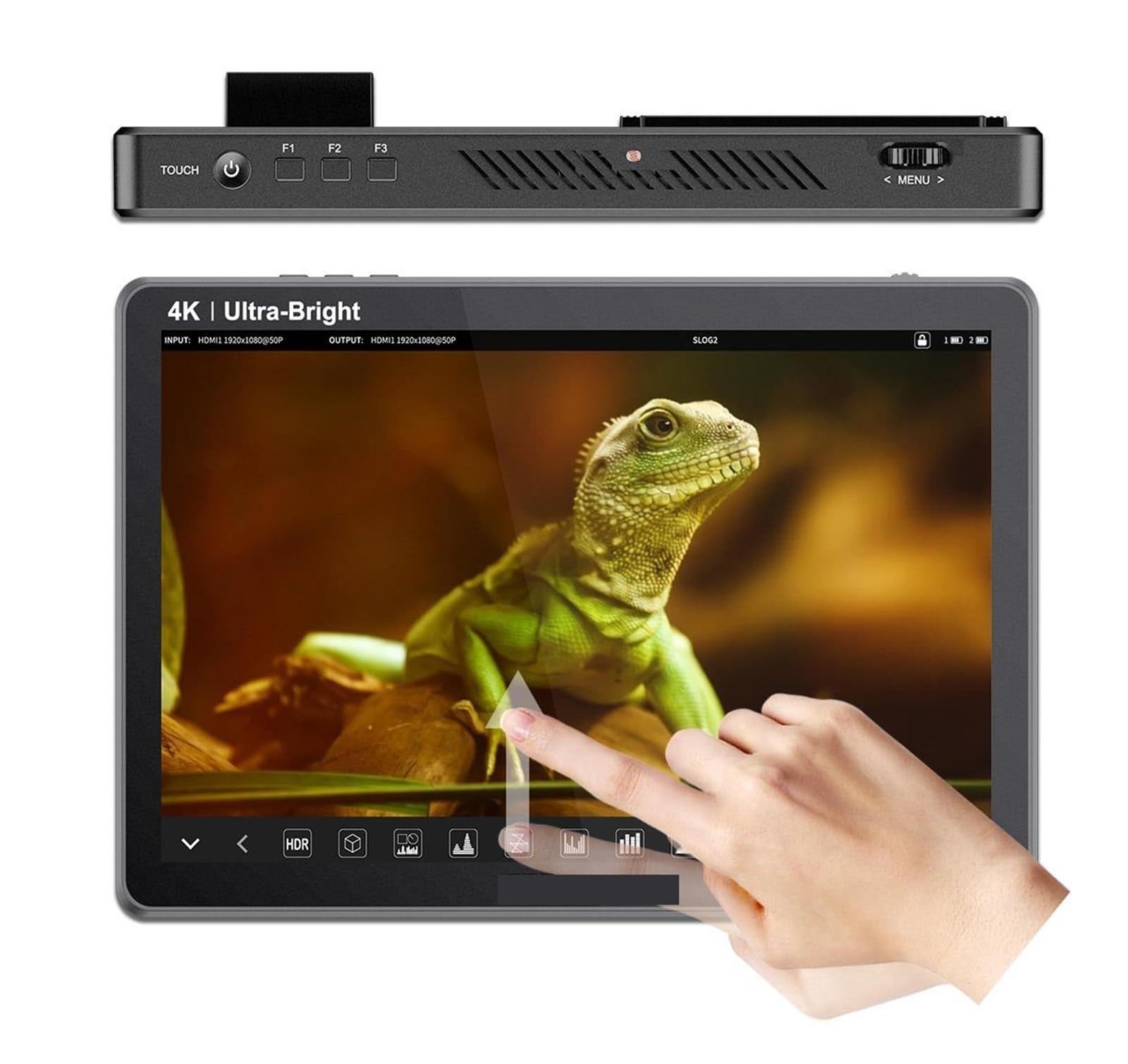 Moniteur de Terrain pour caméra LUT11S 10.1 Pouces Moniteur 2000nit écran Tactile IPS Ultra Lumineux 3DLUT 3G-SDI Champ de caméra DSLR avec F970 Externe Image Plus détaillée
