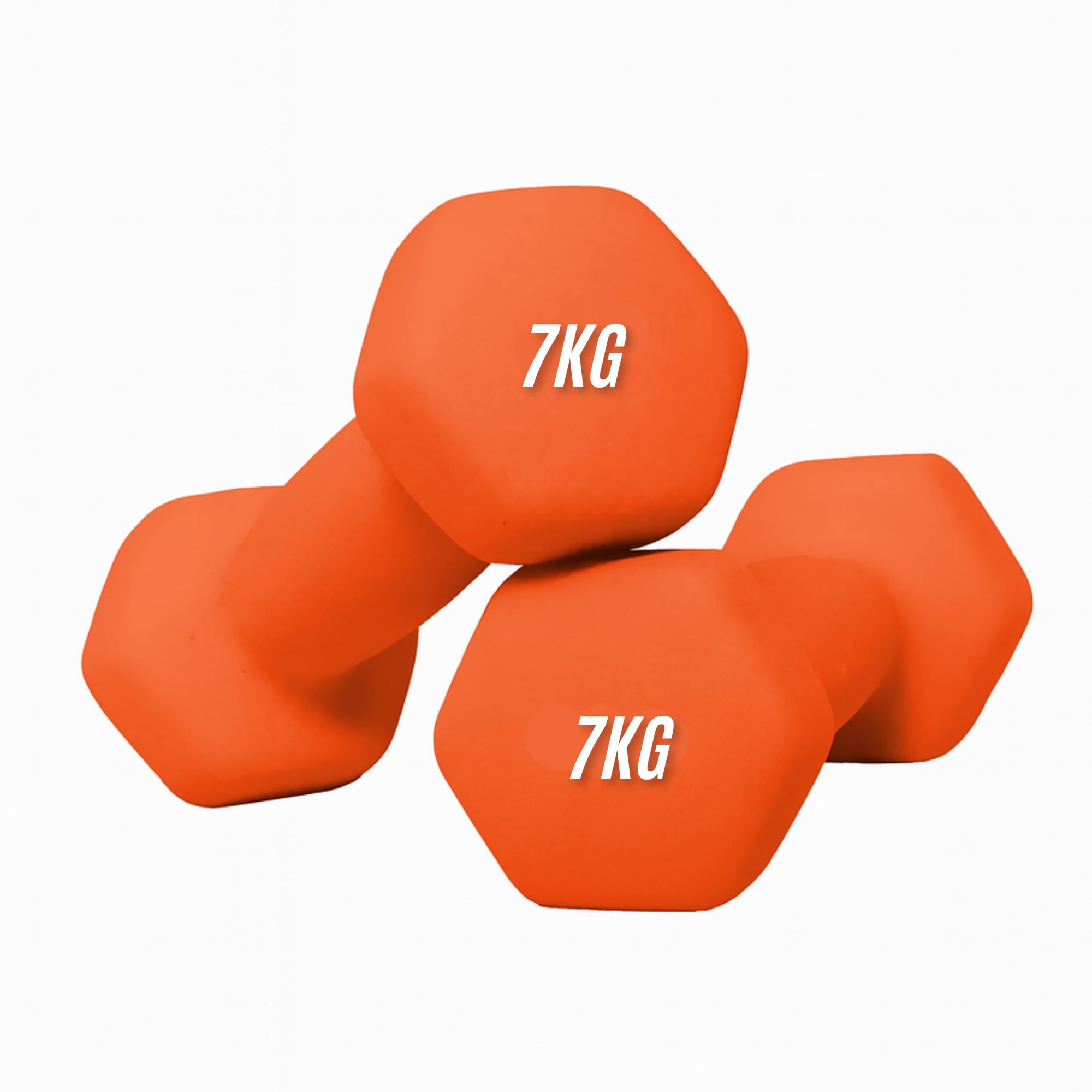Neoprene Dumbbells Weights Iron Hand Pair Aerobic Workout Fitness Home Gym | Comfortable To Hold and Soft on Floors Excellent Fitness Accessories For Toning and Strength Workouts (Orange, 7Kg Pair) — image 1
