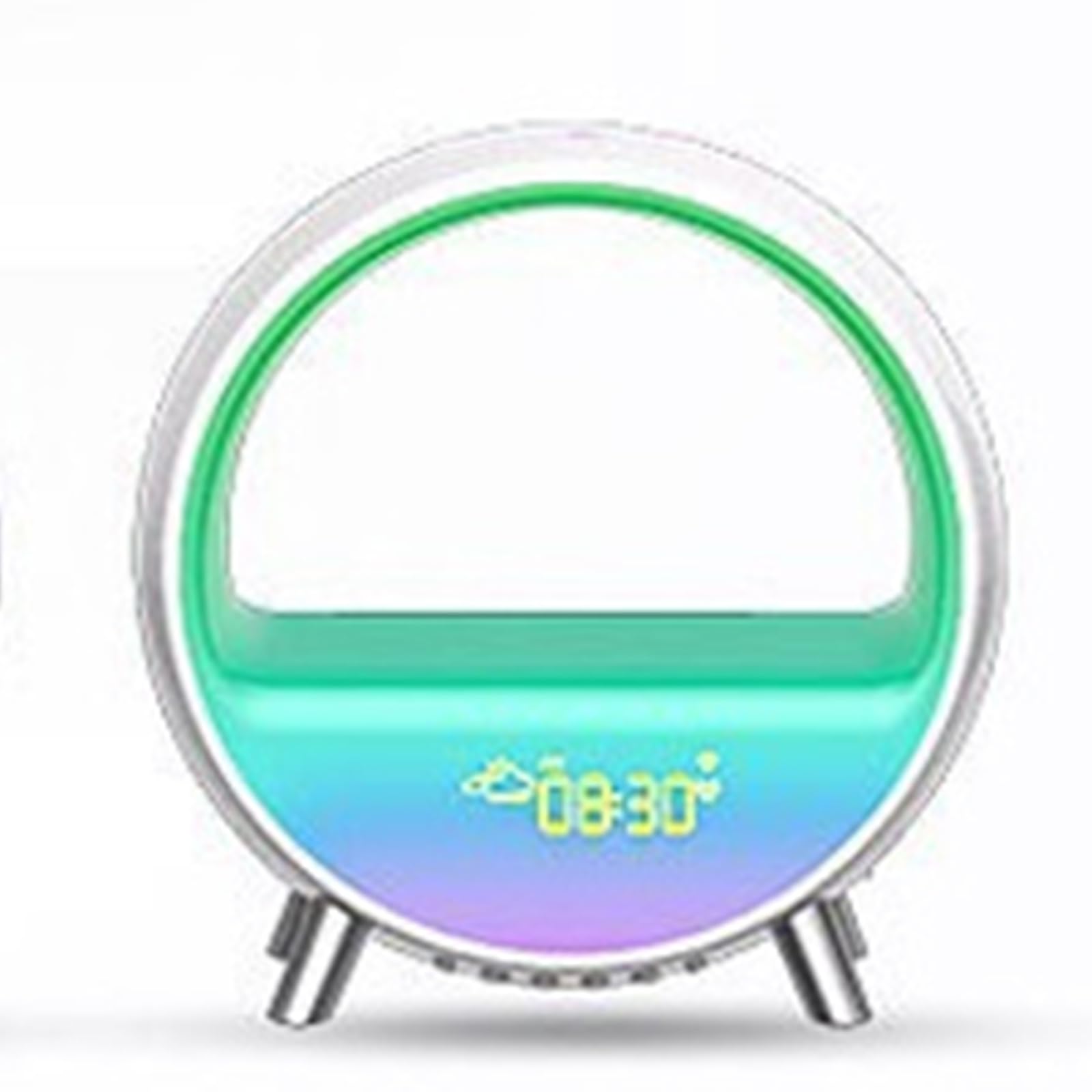 Altavoz Bluetooth Inteligente Multifuncional con Iluminación De Colores, Reloj Despertador Inteligente, Luz Nocturna, Pantalla Meteorológica Y Carga Type-C: Control por Voz, Aplicación Y Botón