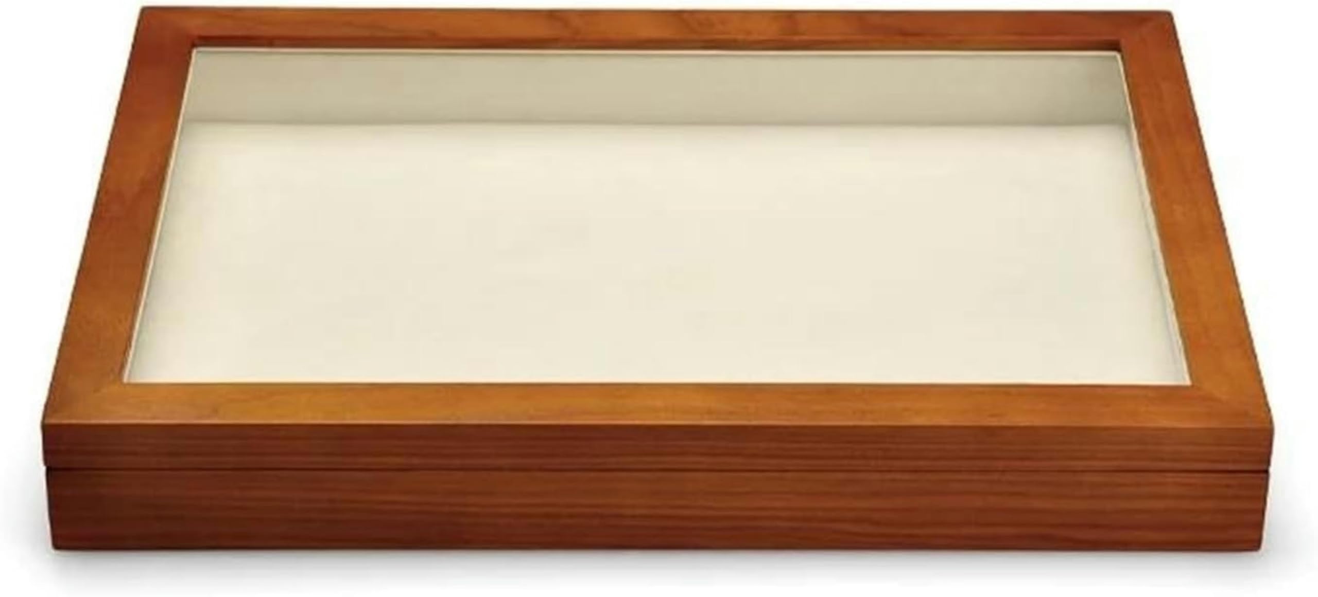 Caja organizadora de Joyas de Madera para Anillos, Cajas Grandes con Tapa Transparente, Almacenamiento apilable de Madera Maciza para Joyas~/ (Beige A)