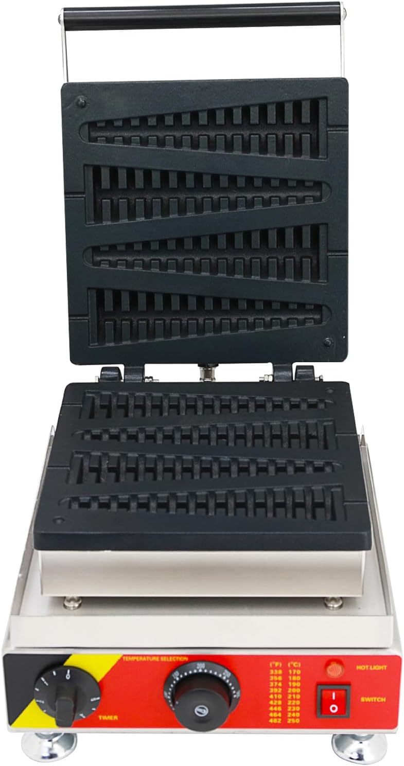 Commercial Waffle Cone Maker & Electric Ice Cream Cone Machine, 0-300°C Temp & 1-5 Min Timer, 1.6kw Waffle Iron For Perfect Ice Cream Cones, Waffles, Stroopwafels For Shop/Home