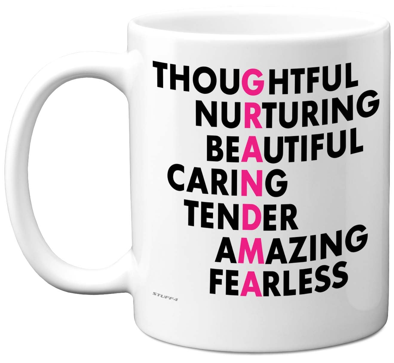 Stuff4 Grandma Gifts - Family Acronym Mug - Happy Birthday Gifts for Grandma from Grandson Granddaughter, Wordplay Birthday Mothers Day Presents, 11oz Ceramic Dishwasher Safe Premium Mugs