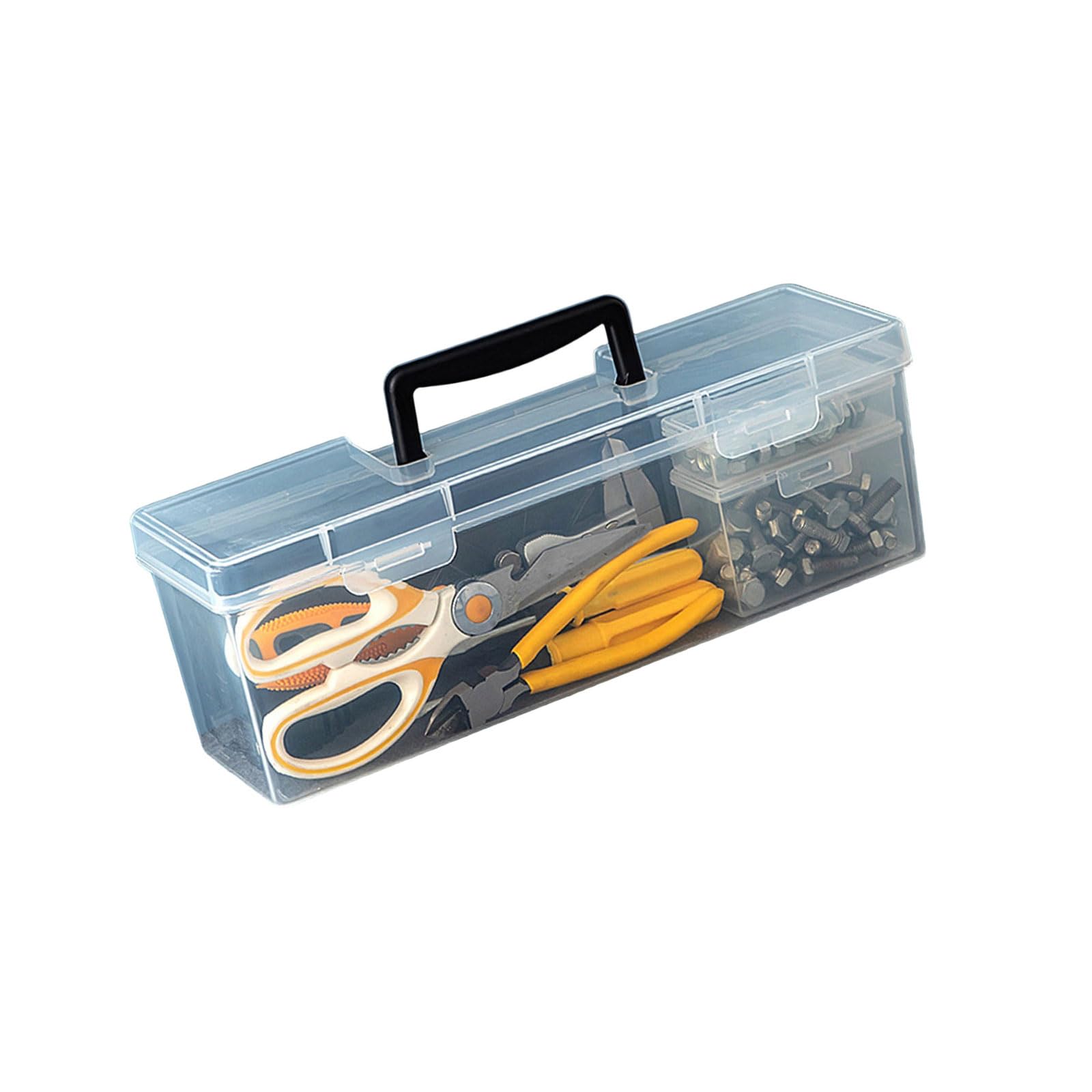 Linvimia Clear Hardware Storage Box with Handle Perfect for Organizing Supplies and Workshop Tools Handheld Toolbox Tool Storage for Nails and Screws