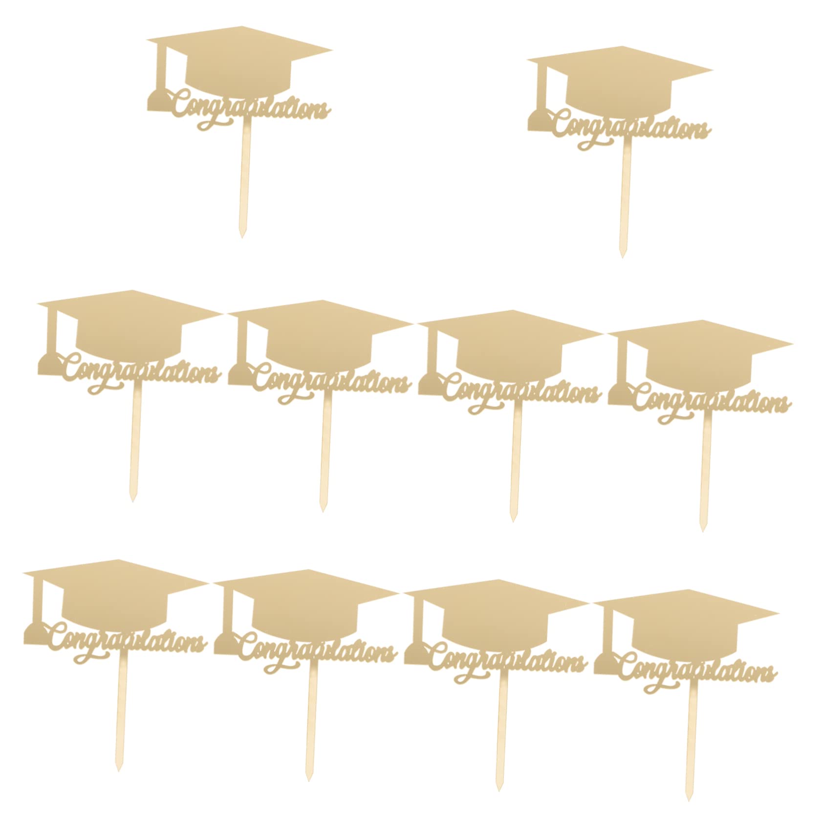 Amosfun 5 Sätze Abschlusstorte Dekorieren Goldene Tortendeko Goldene Kuchendeko Cupcake-picks Mit Abschlusskappe Hochzeitstorte Topper Graduierungskappe Cupcake-dekoration 10 Stück * 5