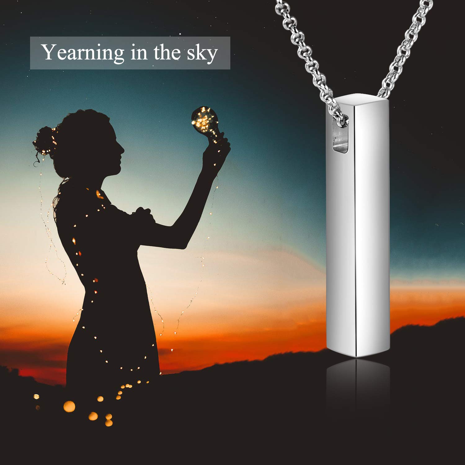 VONALA Collar de urna de plata de ley, regalo conmemorativo para cenizas, joyería de recuerdo para mujeres y hombres