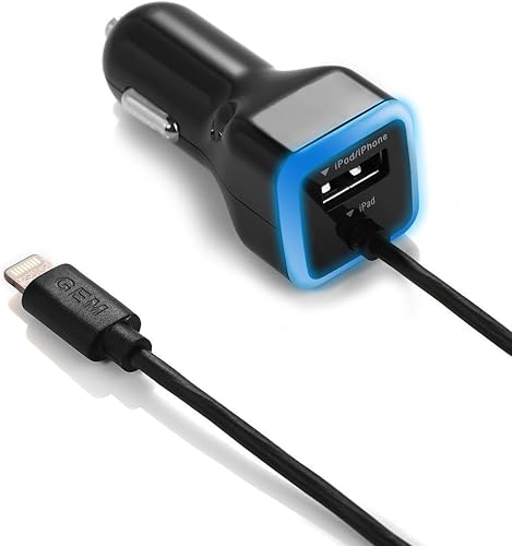 Cargador de coche para iPhone, certificado Apple MFI Cargador de coche para iPhone 15, 14, 13, 12, 11, X, XR, XS, Pro, 8 Plus, 7 Plus, Pro Max, iPad