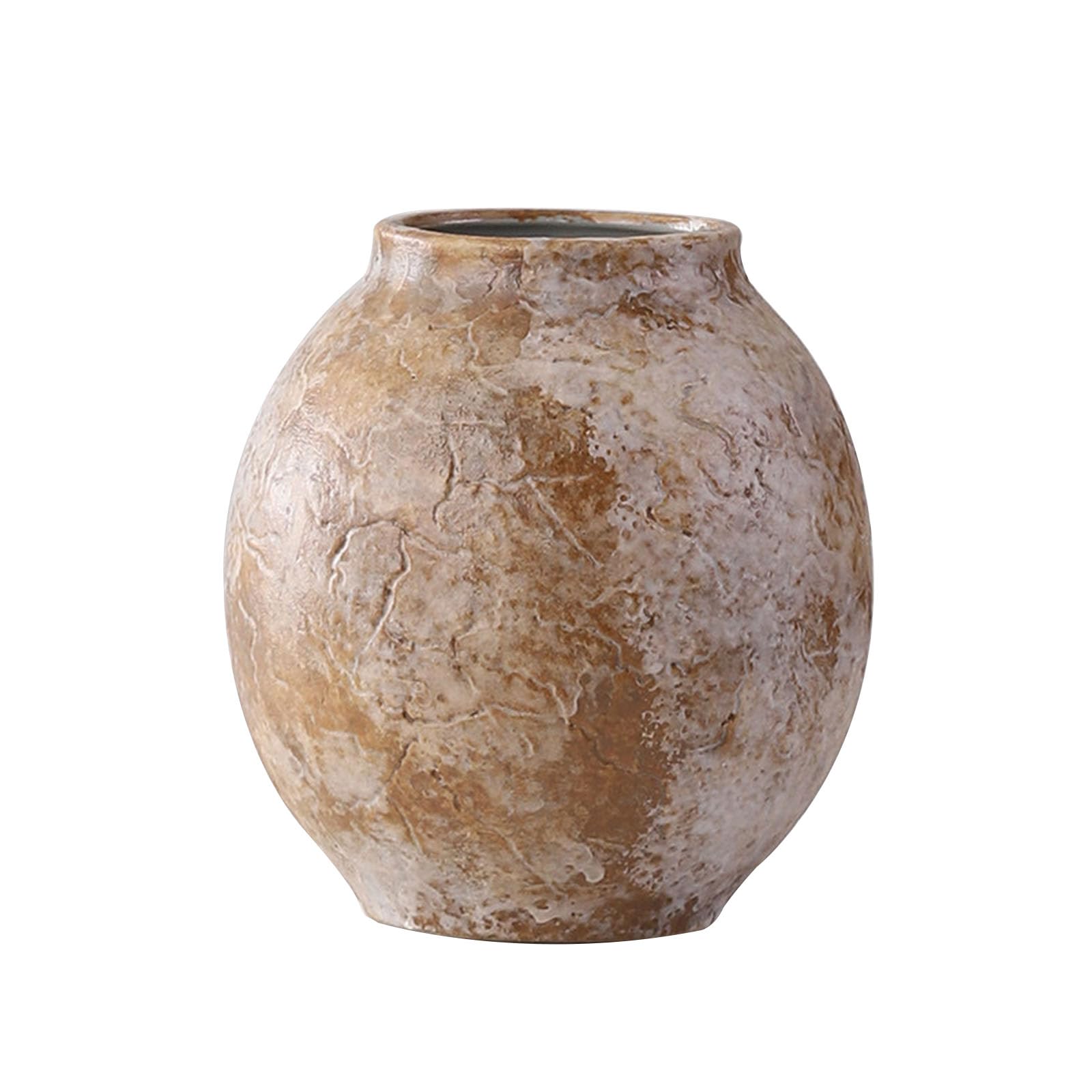 Farmhouse Decorative Vase, Retro Round Ceramic Vase, for Hotel, Table, Entrance Hall, Corridor, Handmade Rough Texture Design(Size:13 * 13 * 15.5CM,Color:D)