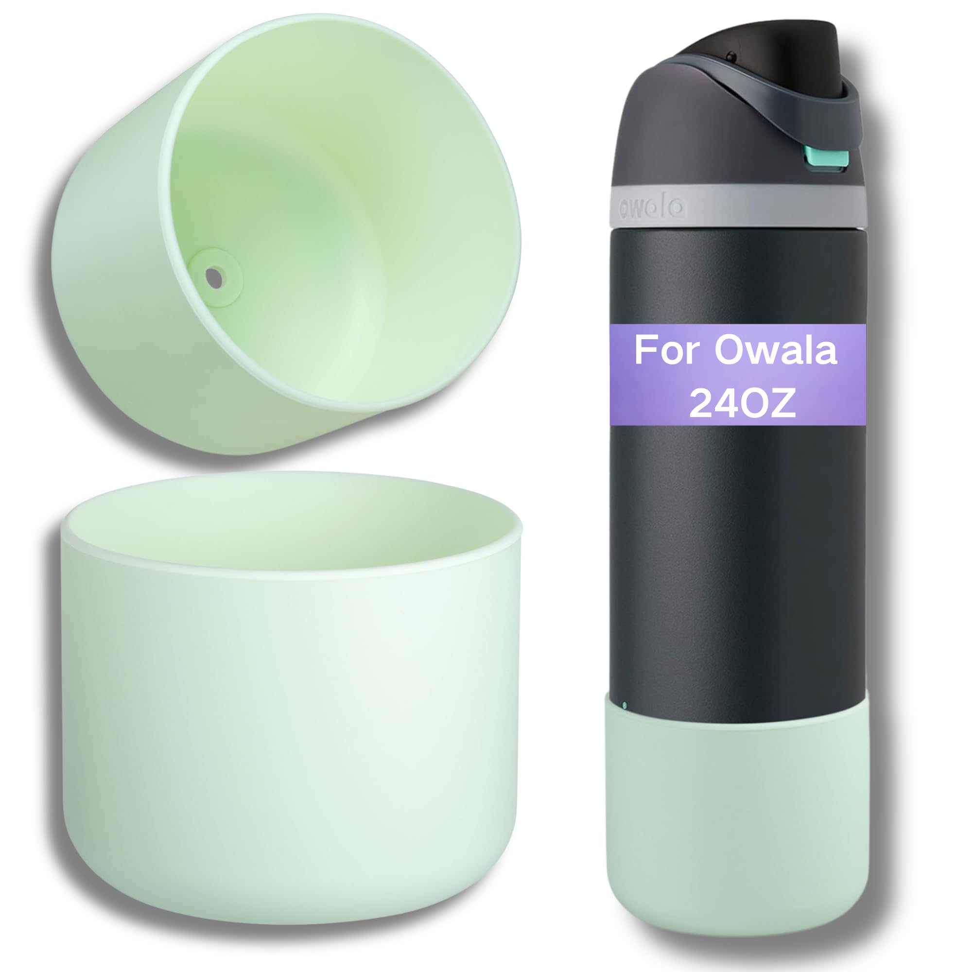 Onlymory Silicone Boot for Owala 24 OZ Water Bottle, Boots for Owala 24OZ Bottle, Protective Sleeve Accessories, Anti-Slip Bottom Protector Bumper (Mint Green, 24 OZ)