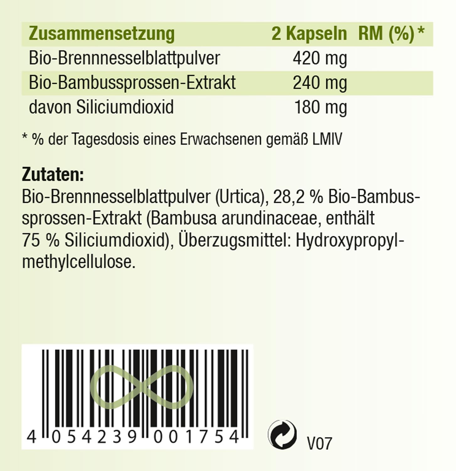 KOPP Vital® Bio-Bambus Silicium Kapseln 51 g, pflanzliche Kapselhülle | 1 x 120 Kapseln, Apothekenqualität, Bio-Qualität, Premium Silicium & Rohstoffe