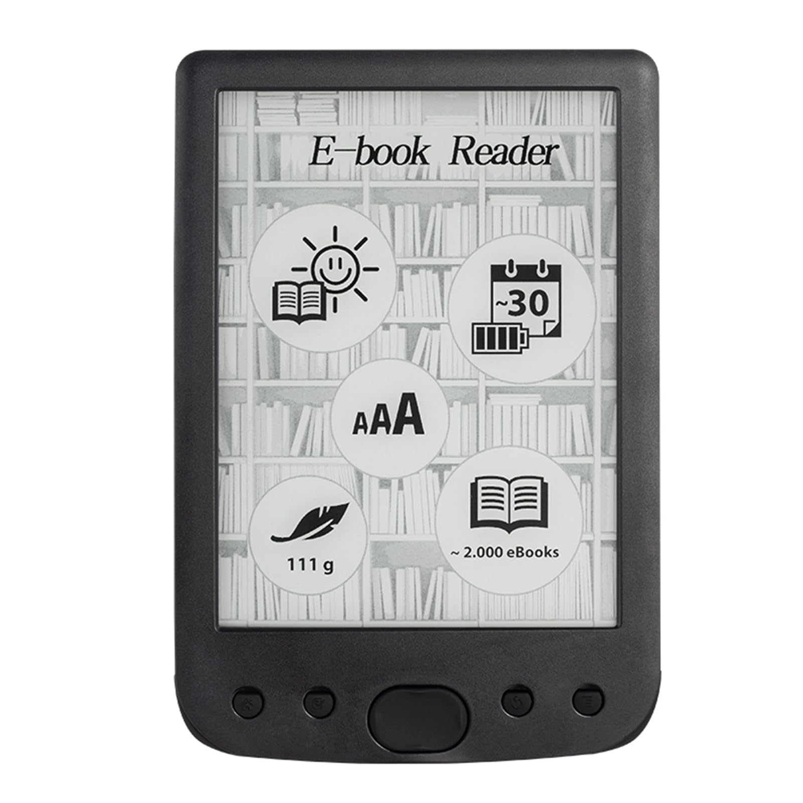 aqxreight Lettore di E-book da 6" con Schermo, Lettore PDF Portatile per Libri, Fumetti E Audiolibri, Supporta più Formati, Memoria Espandibile, Altoparlante Integrato (16G)