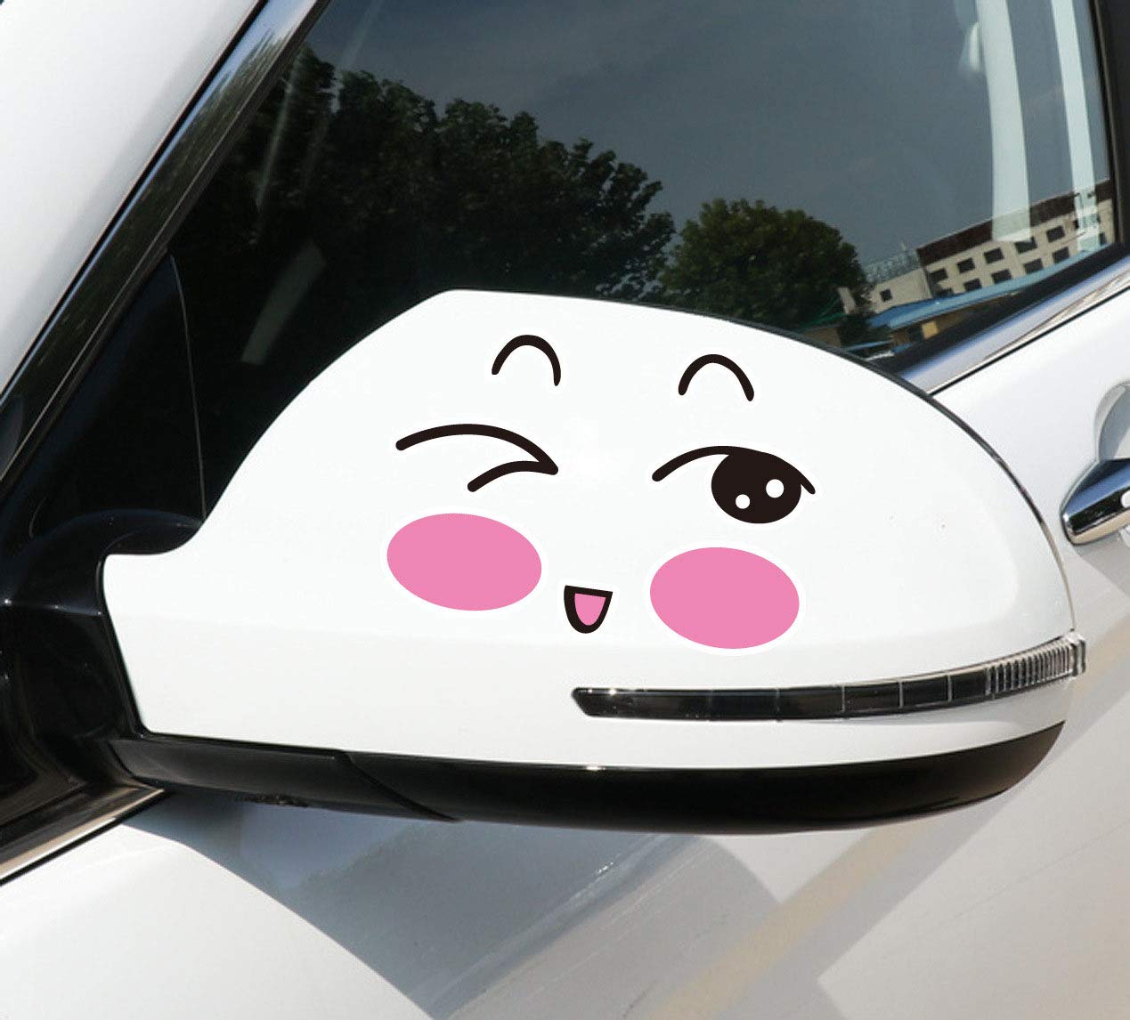 ALLICEREFunny Smile Face Decal Sticker for Auto Car Trucks,Motorcycle,Side Mirror L+R Rearview black