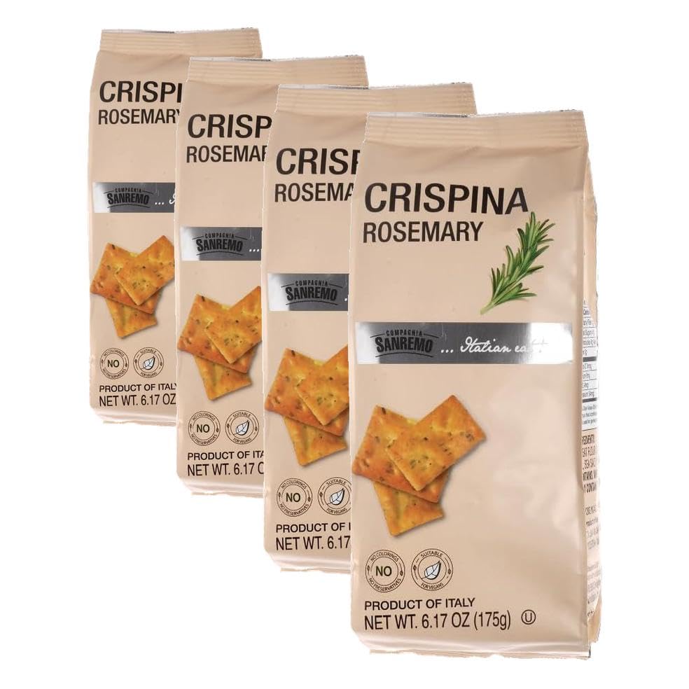 Compagnia Sanremo Crispina with Rosemary, 6.17 oz, Pack of 8, Product of Italy, Crunchy Gourmet Snack, Perfect with Cheese, Versatile & Delicious