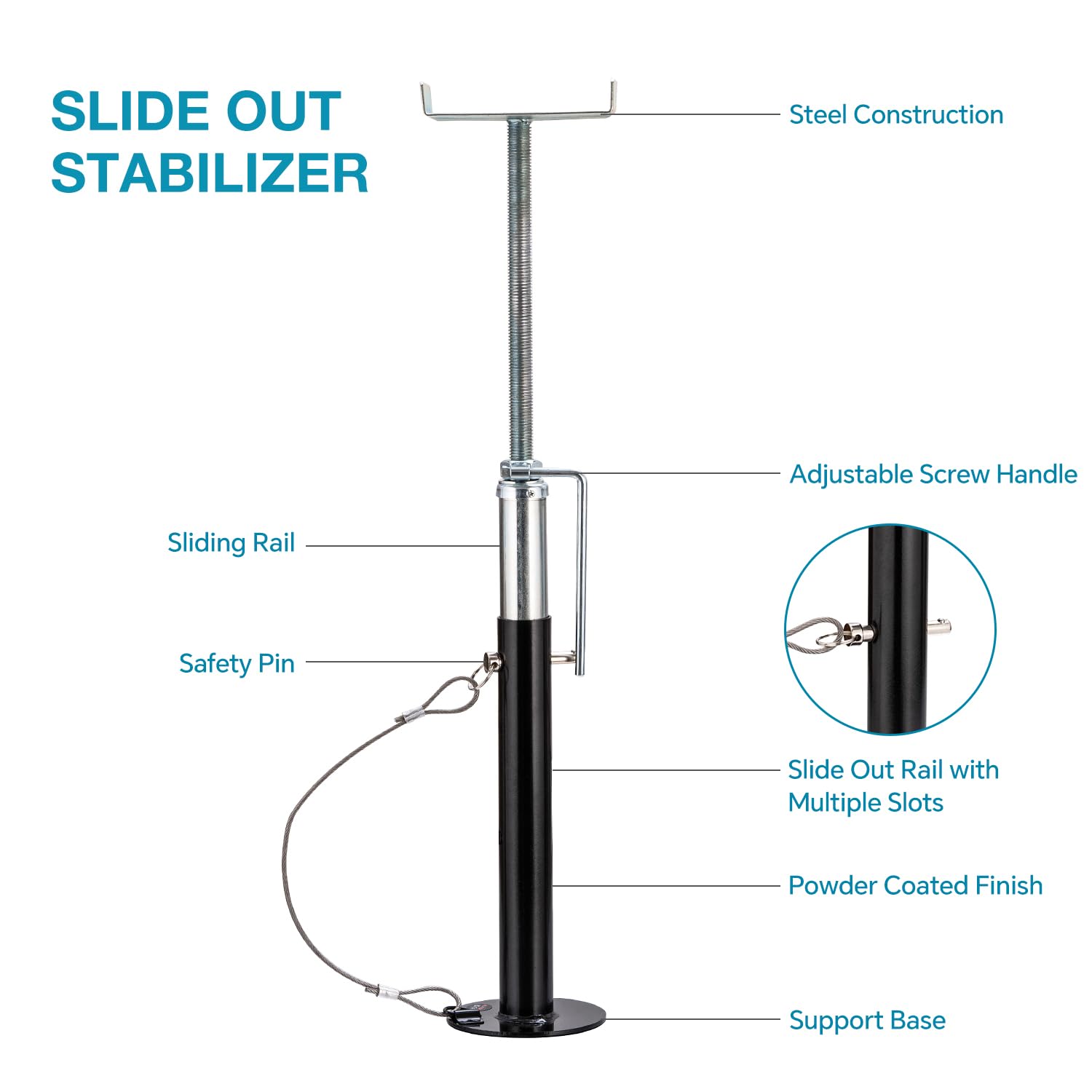 KATSU 2 Pezzi Supporto Stabilizzatori per RV Caravan, Altezza Regolabile da 15" a 37", Supporta fino a 5000 lbs, Robusto Supporti Scorrevoli per Rimorchio Camper