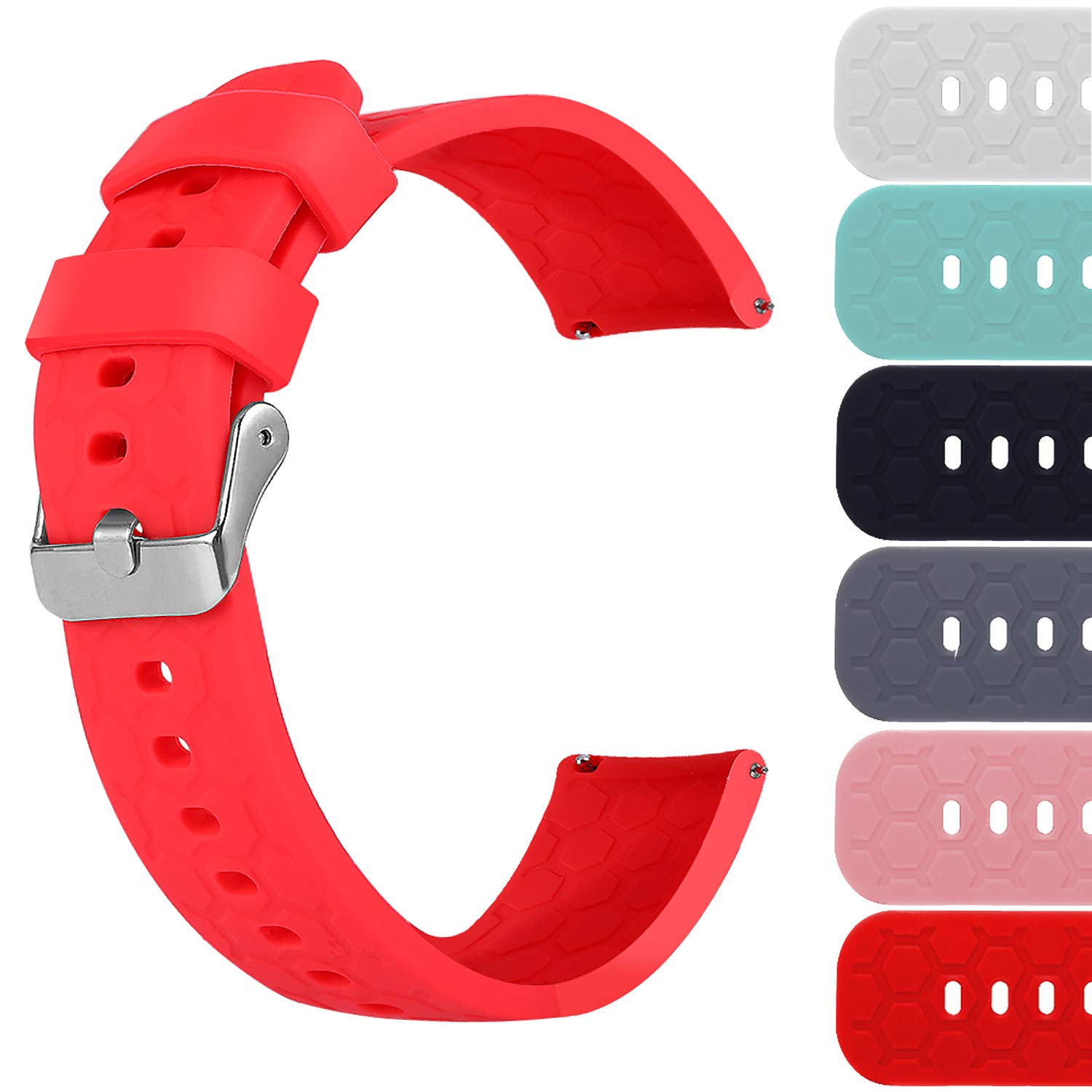 18mm 20mm 22mm Width Silicone Quick Release Wristband Replacement Sports Straps Bracelet Watch Band Women Men Strap with Quick Release Pins for