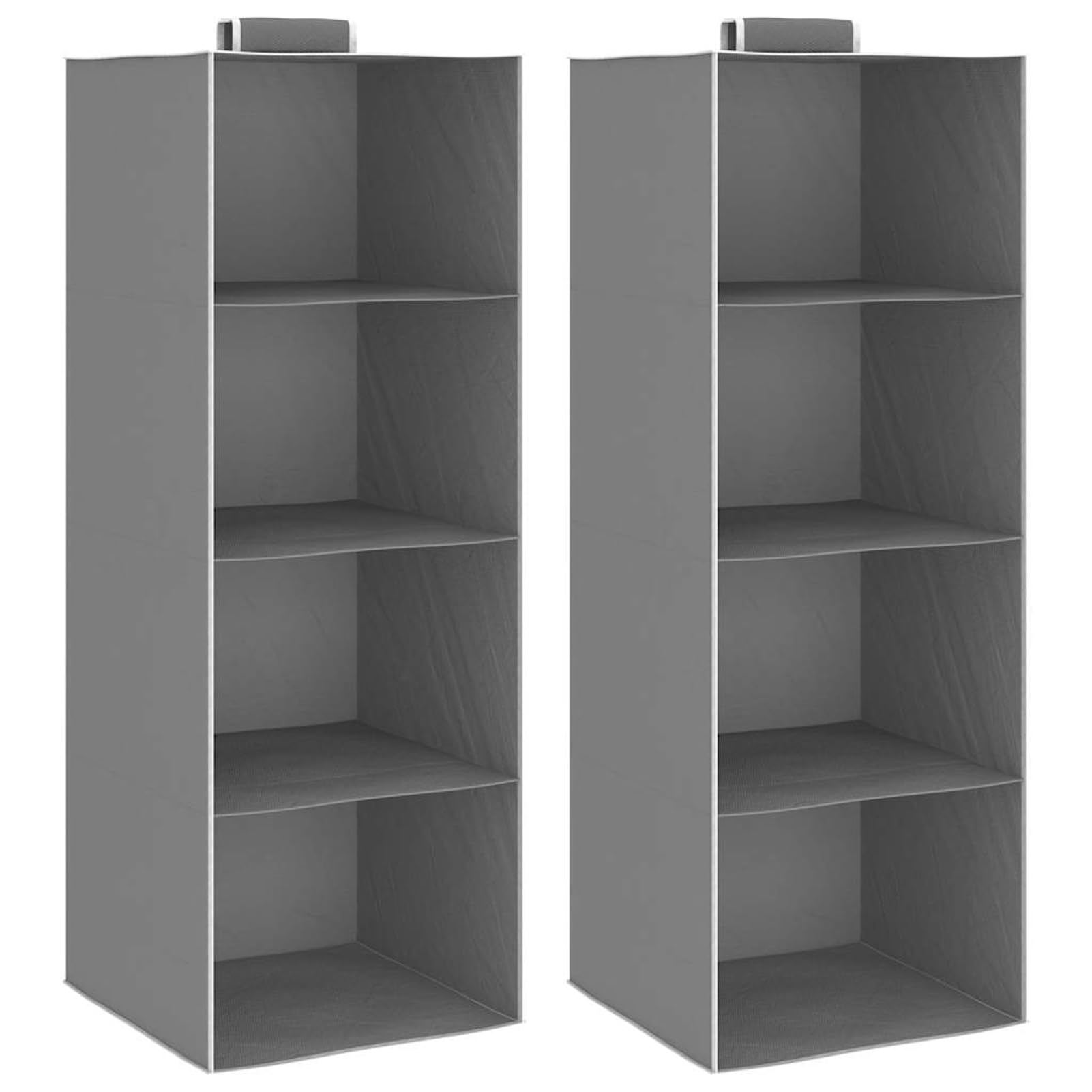 Homgoday Hängeaufbewahrung für Schränke 2 STK. mit 4 Fächern, Stoff, Grau und Weiß, 30x30x84 cm, Faltbare Kleiderorganizer für Kleidung, Handtücher und Accessoires 288324