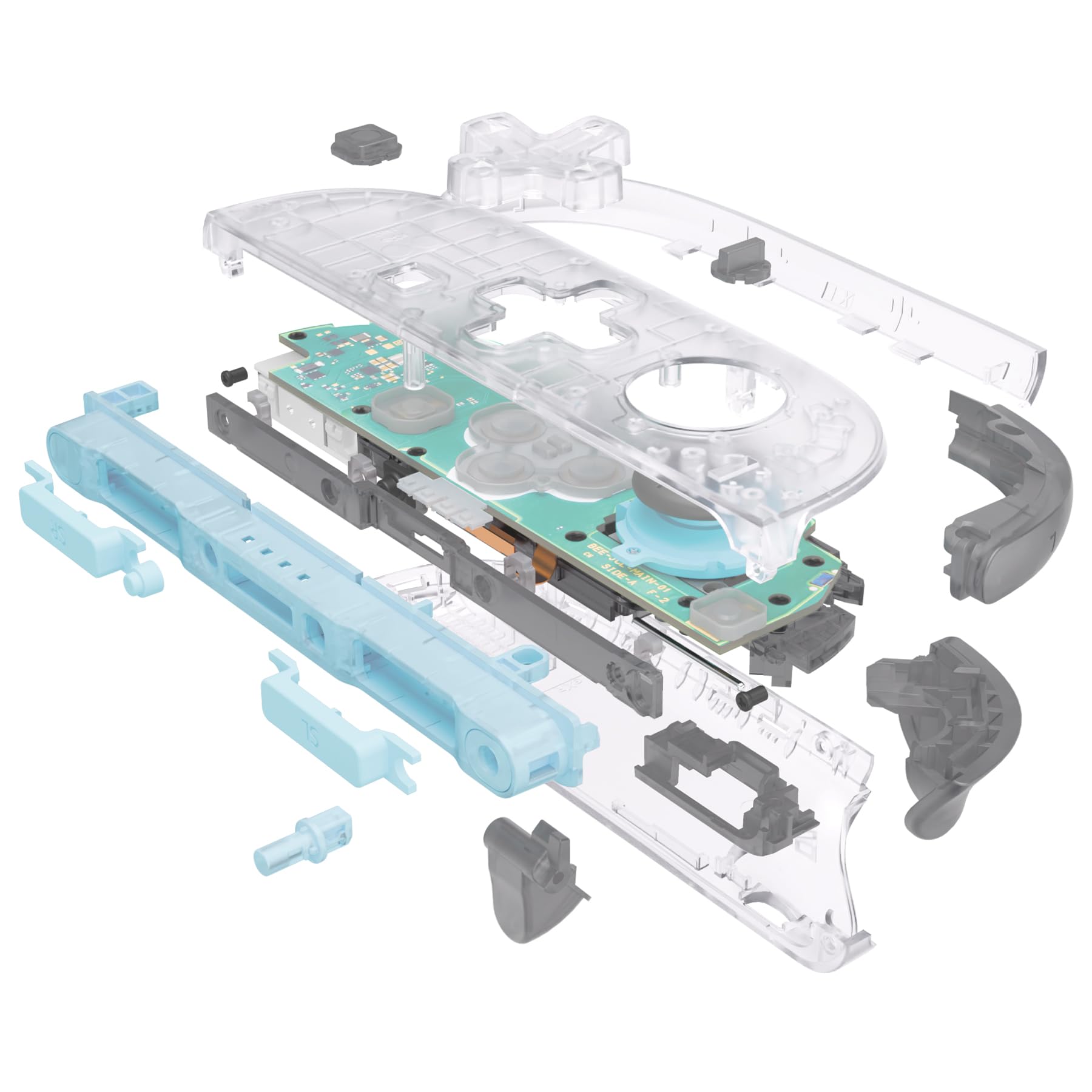 eXtremeRate Cover per Nintendo Switch 2 con Tasti ABXY Dpad, Custodia Ricambio Accessori per Switch 2 Joycon, Senza Joycon e Console(Dpad Versione), Trasparente