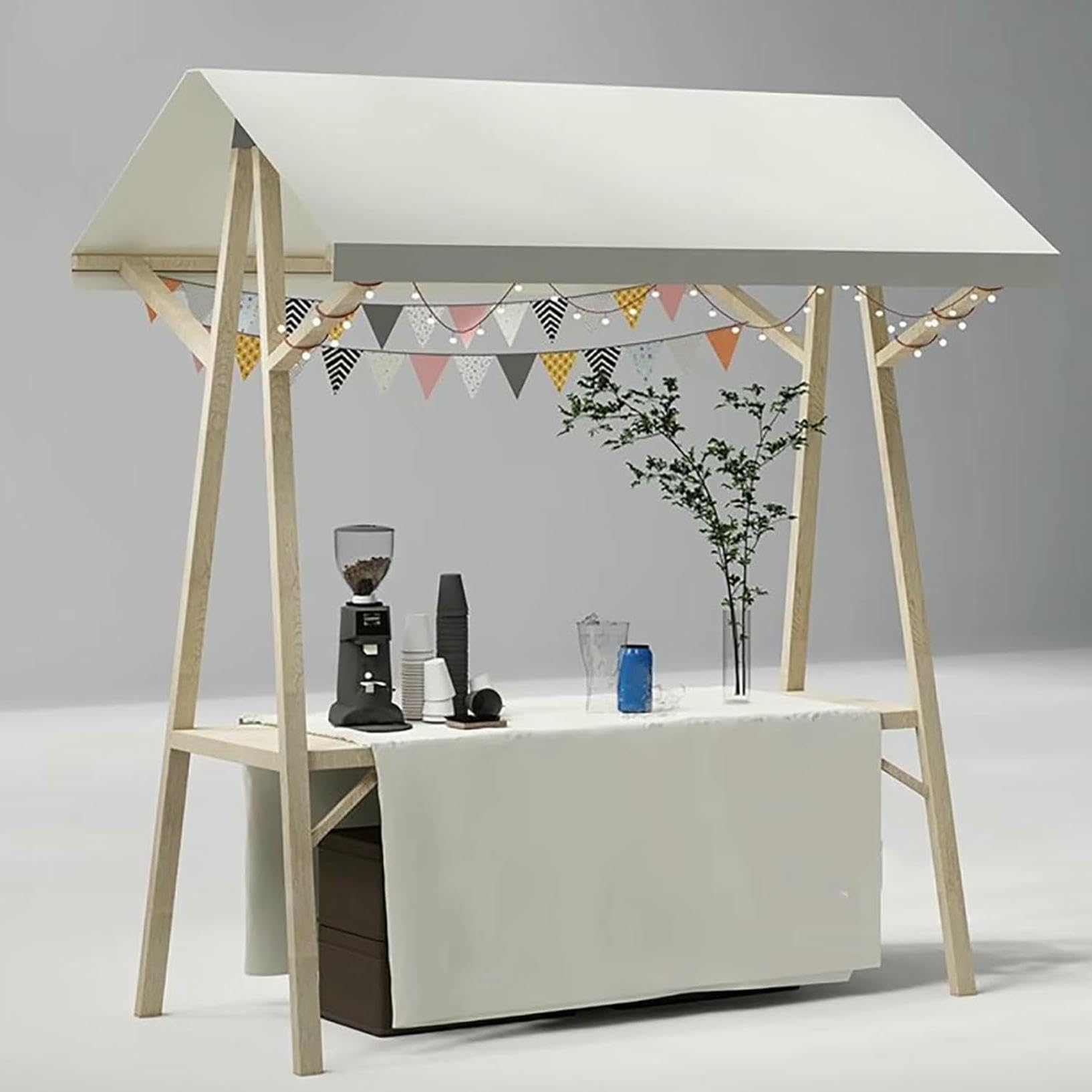 Faltbarer Lebensmittelwagen Für Unternehmen, Leichtbauern Marktstände Mit Markise, Holz Stall Kiosk Hot Dog/EIS/Lebensmittel
