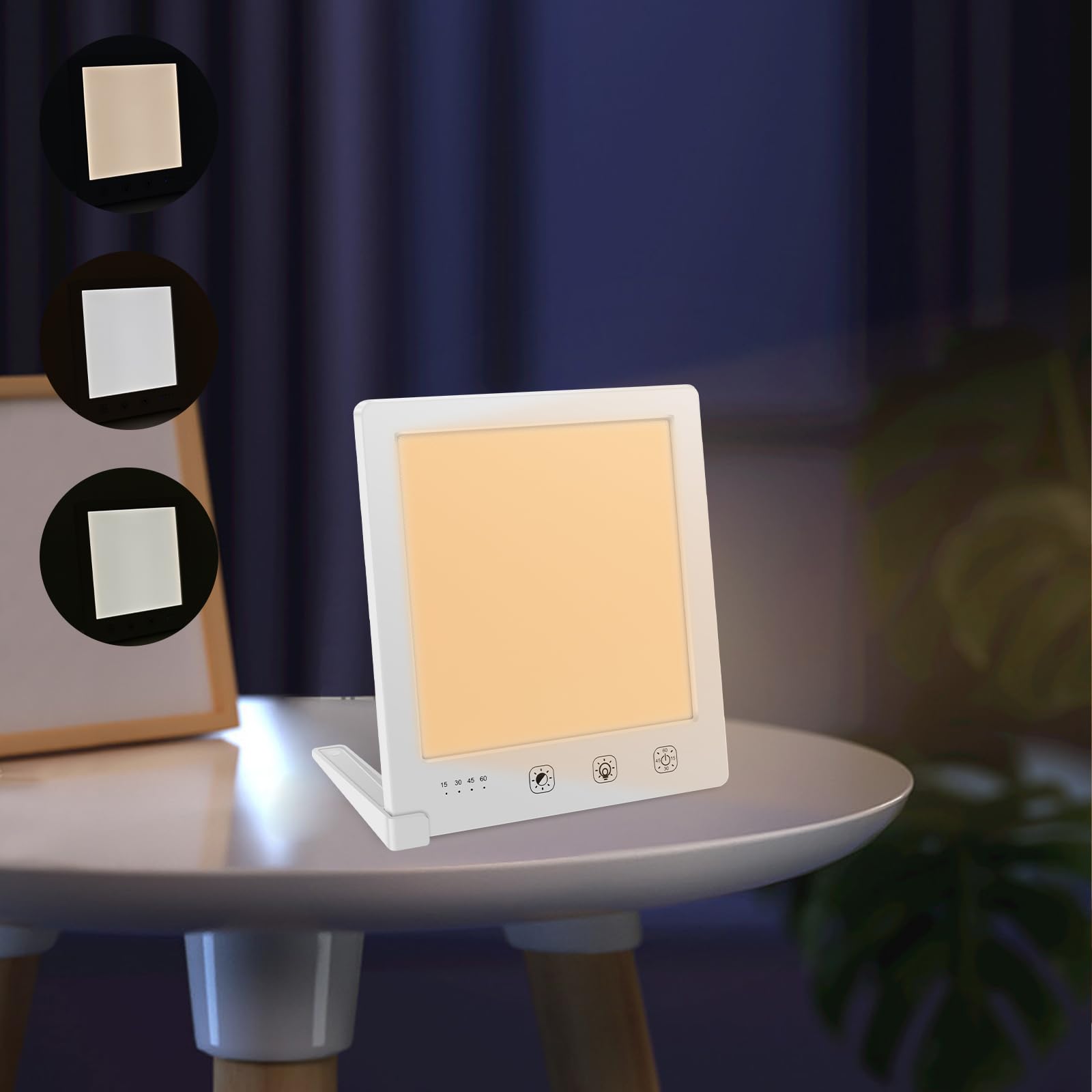 Foppla Portable Sad Light Therapy Lamp 2000-10000 Lux Sunlight with 3 Color Temperatures and 4 Timer Settings, Stepless Brightness Adjustable Daylight Desk Light for Home Office Bedroom, White(white)
