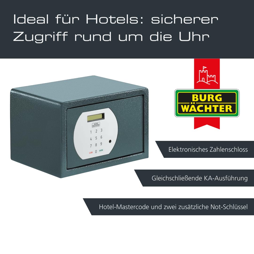 BURG-WÄCHTER Möbeltresor für Hotel mit elektronischem Zahlenschloss, Zur Wand- und Bodenbefestigung, 6,7 l, 7,1 kg, Pure-Safe PS 110 E KA 3, anthrazit