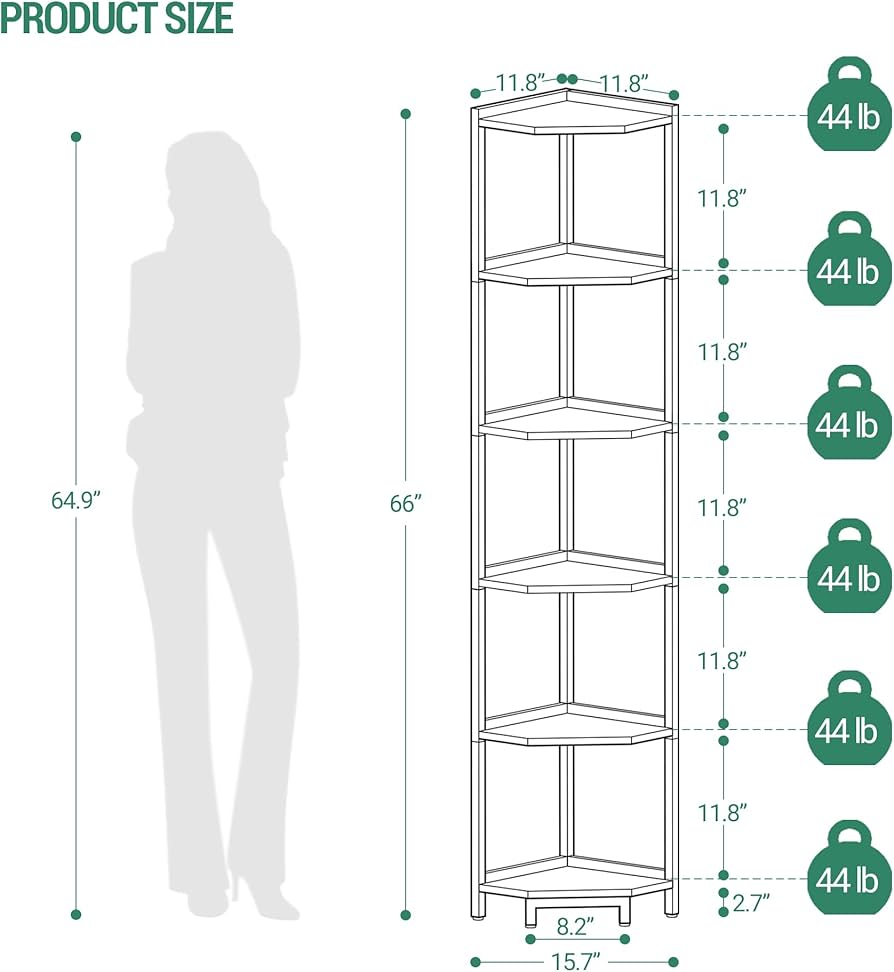 Amazon.com: Hzuaneri Corner Shelf Stand, Corner Bookshelf, Storage