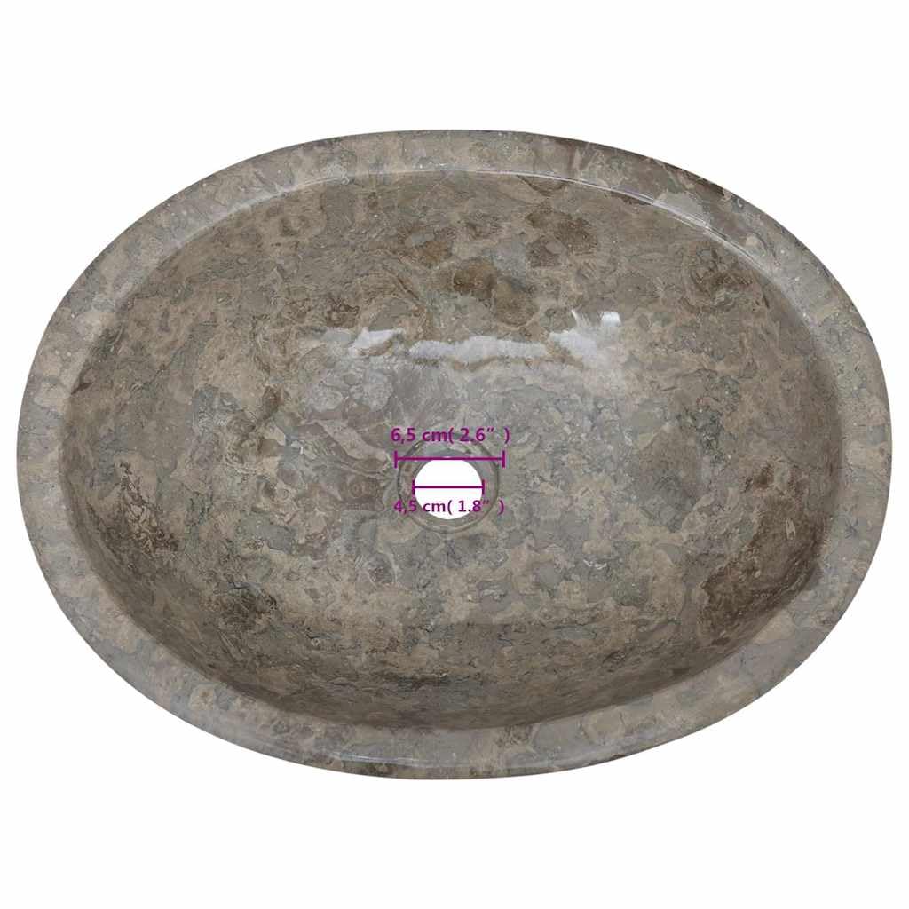 Lavabo grigio marmo, 53 x 40 x 15 cm, lavello da appoggio con foro di scarico, salvaspazio e facile da pulire, per bagno, bagno degli ospiti, ristrutturazione e attrezzature sanitarie